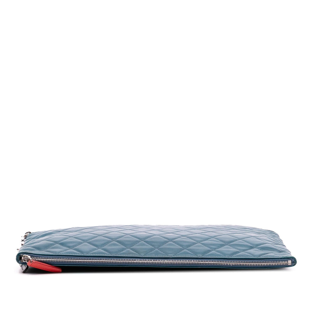 Chanel CC Quilted Lambskin Multi Zip Clutch