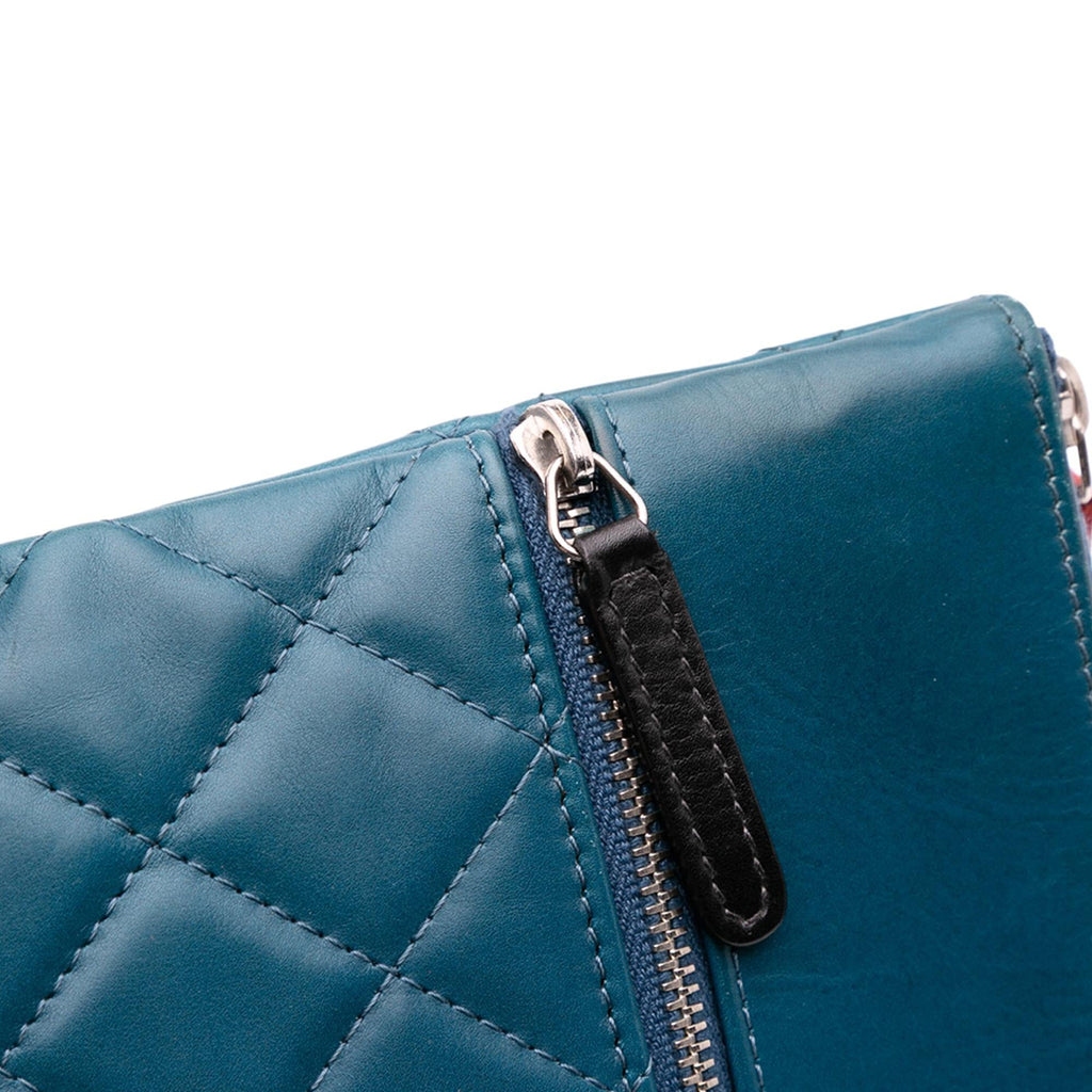 Chanel CC Quilted Lambskin Multi Zip Clutch