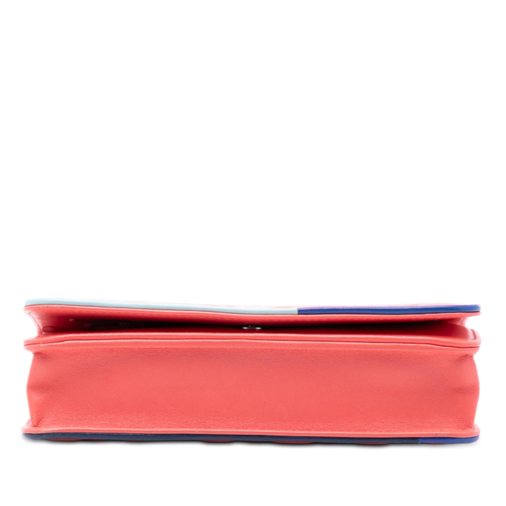 Chanel CC Quilted Lambskin Multicolor Border Full Flap Wallet on Chain