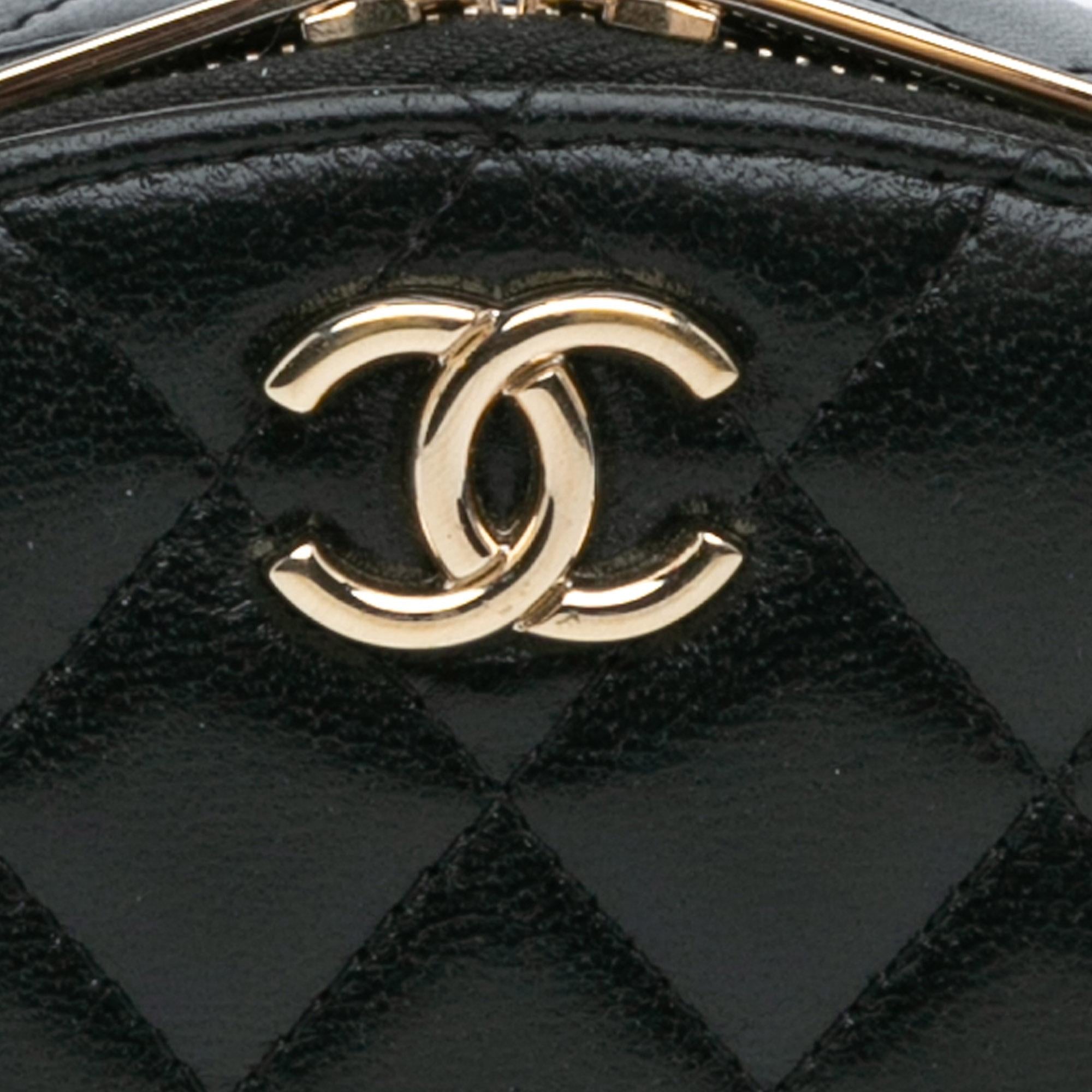 Chanel CC Quilted Lambskin Oval Top Handle Clutch
