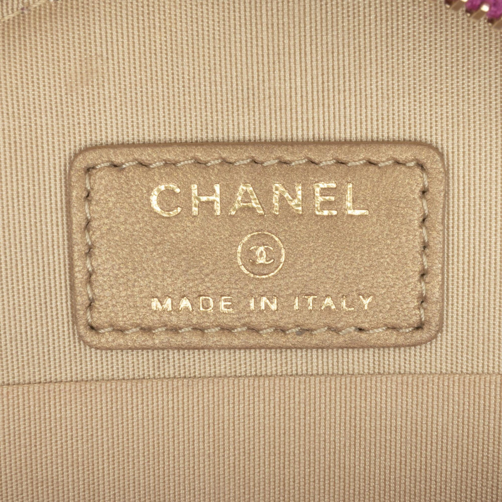 Chanel CC Quilted Lambskin Pearl Crush Round Clutch with Chain (SHG-oOV0JN)