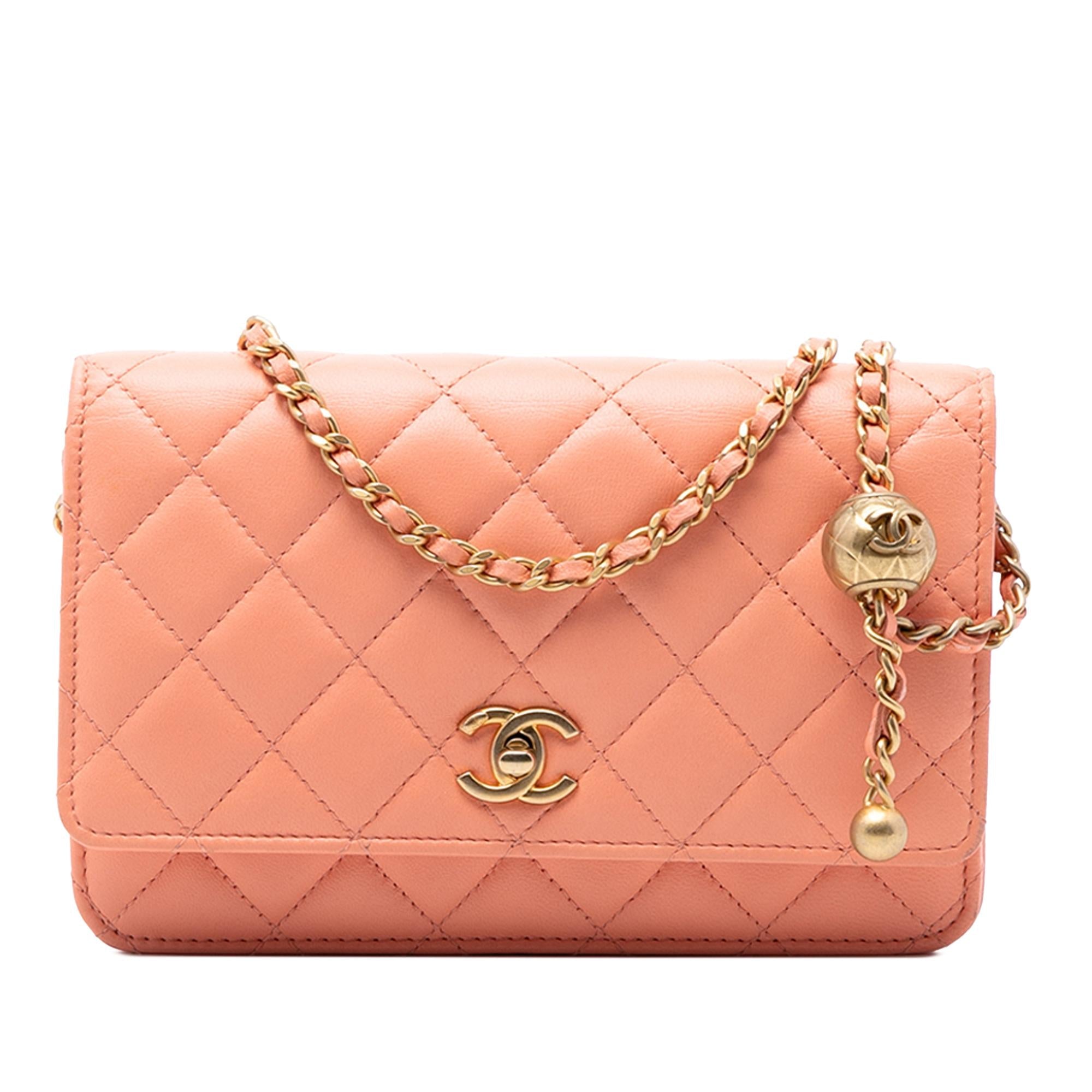 Chanel CC Quilted Lambskin Pearl Crush Wallet On Chain