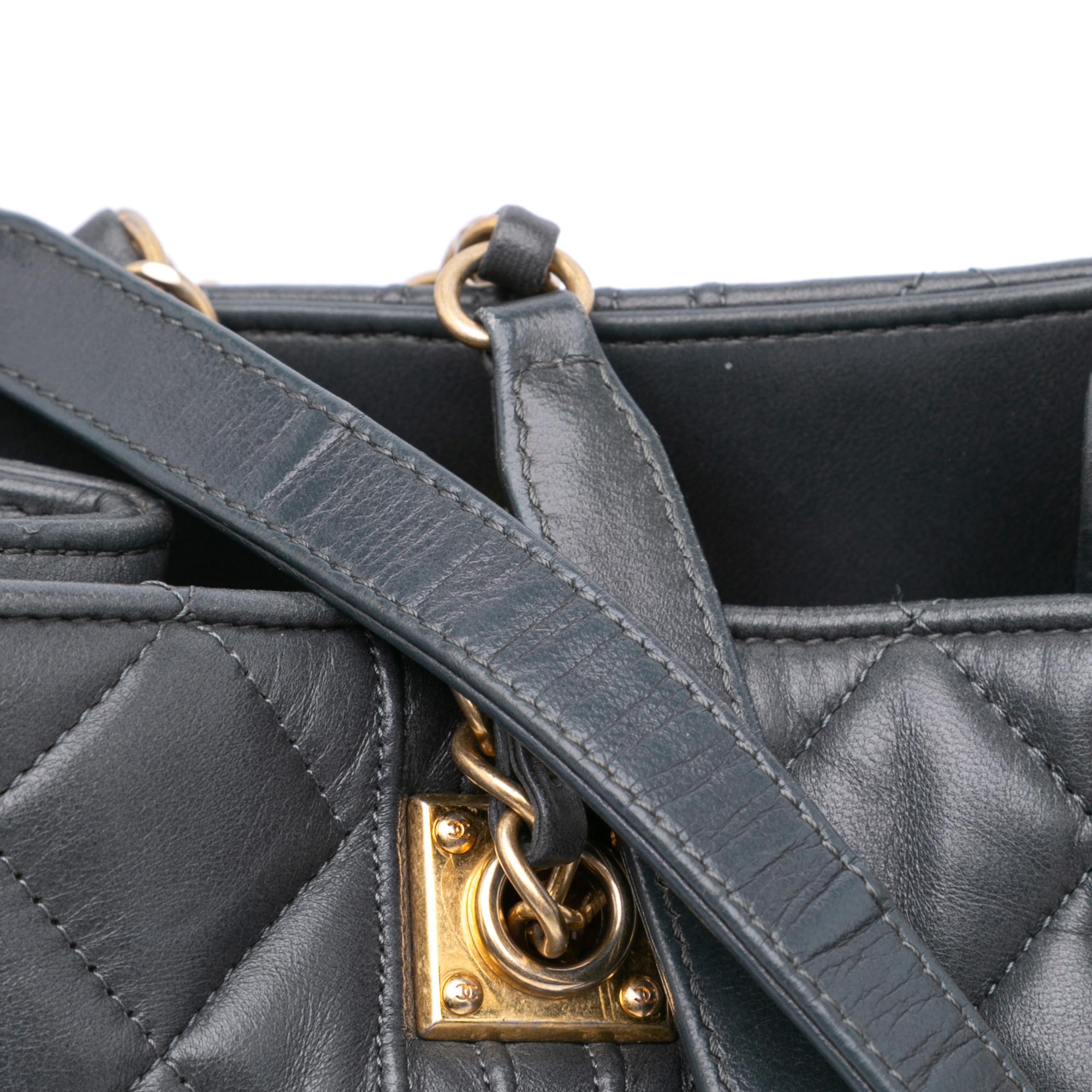 Chanel CC Quilted Lambskin Pin Tuck Tote