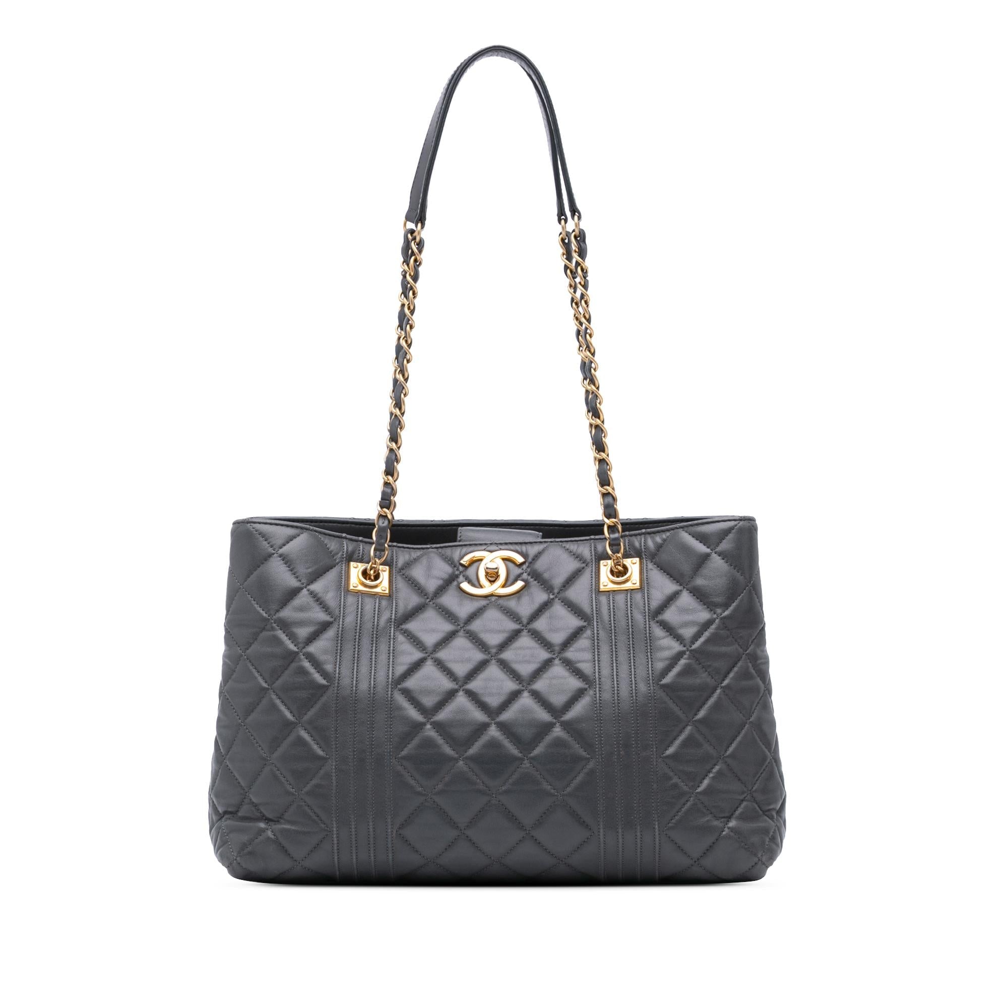 Chanel CC Quilted Lambskin Pin Tuck Tote