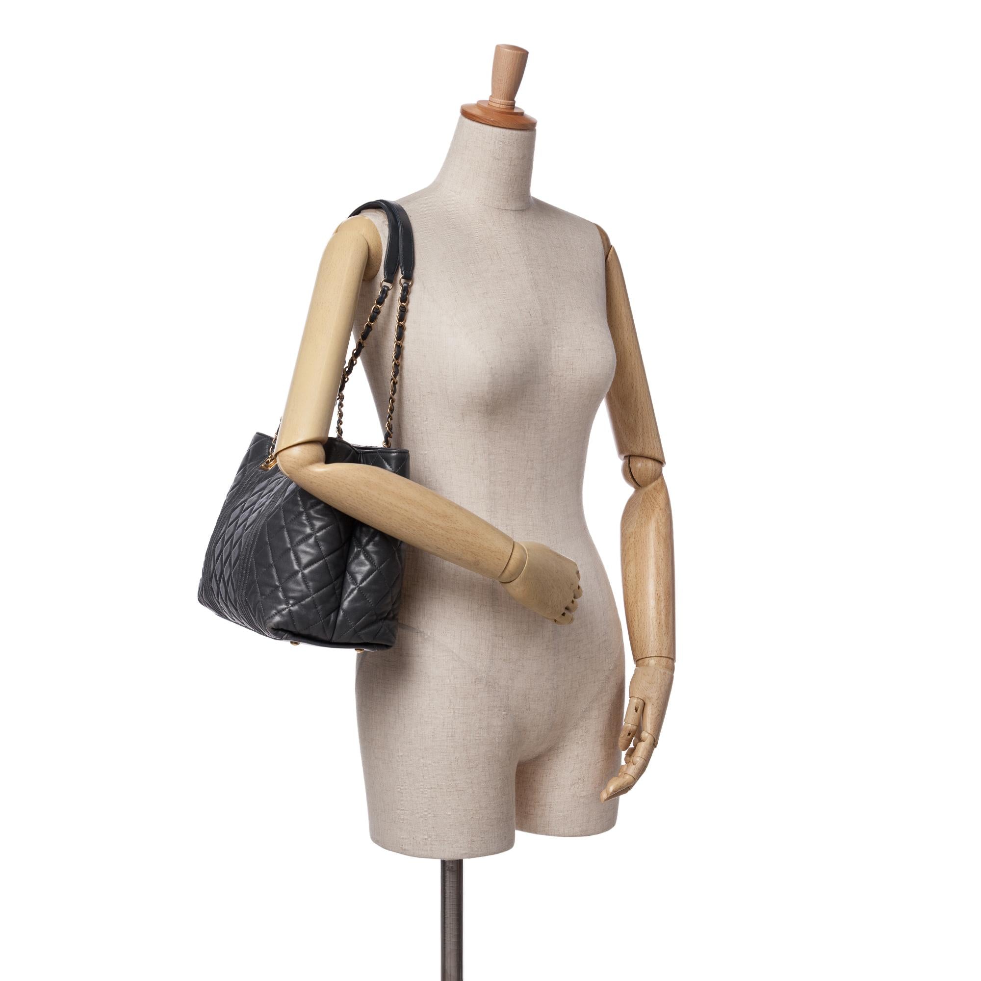 Chanel CC Quilted Lambskin Pin Tuck Tote