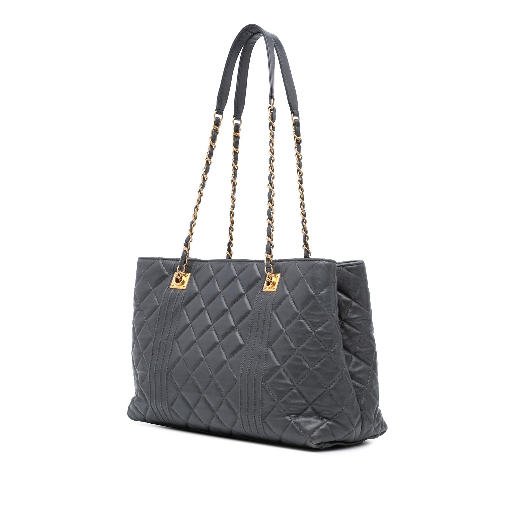 Chanel CC Quilted Lambskin Pin Tuck Tote