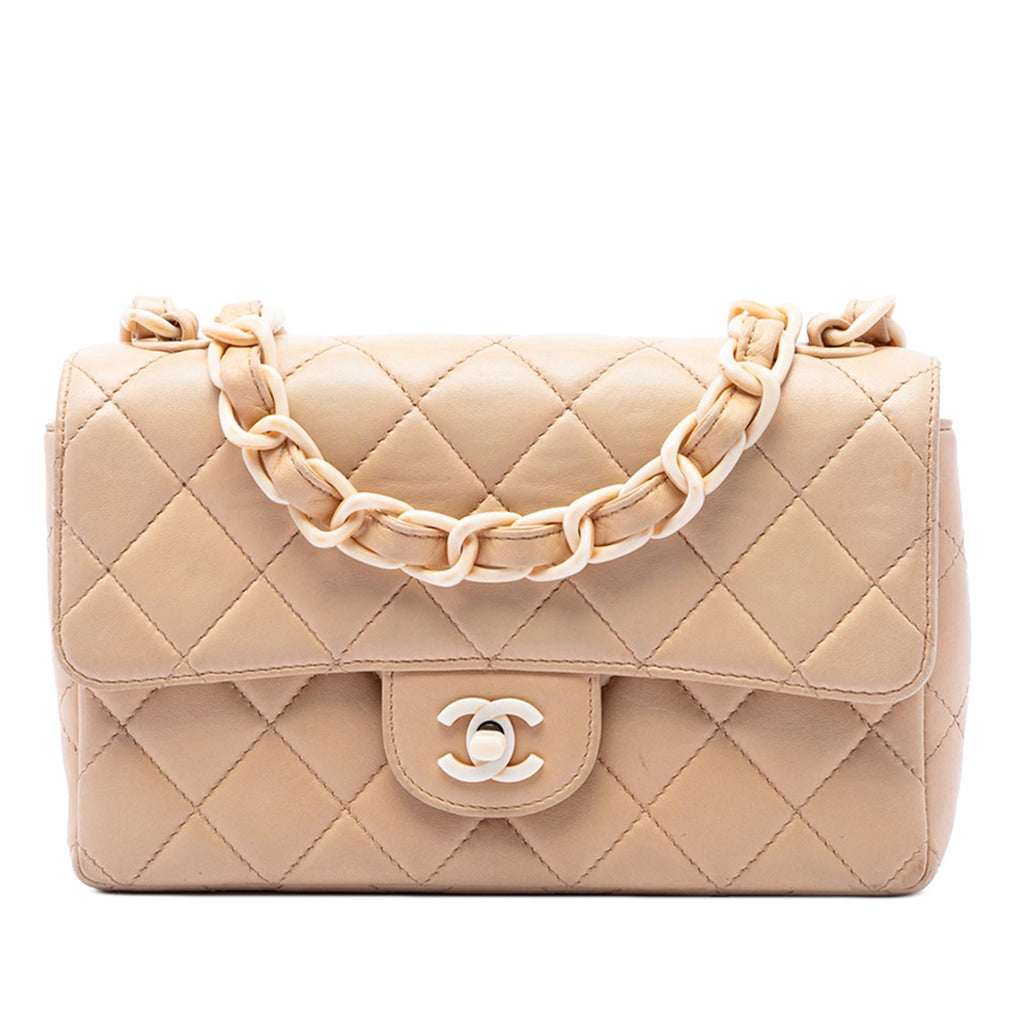 Chanel CC Quilted Lambskin Resin Chain Single Flap