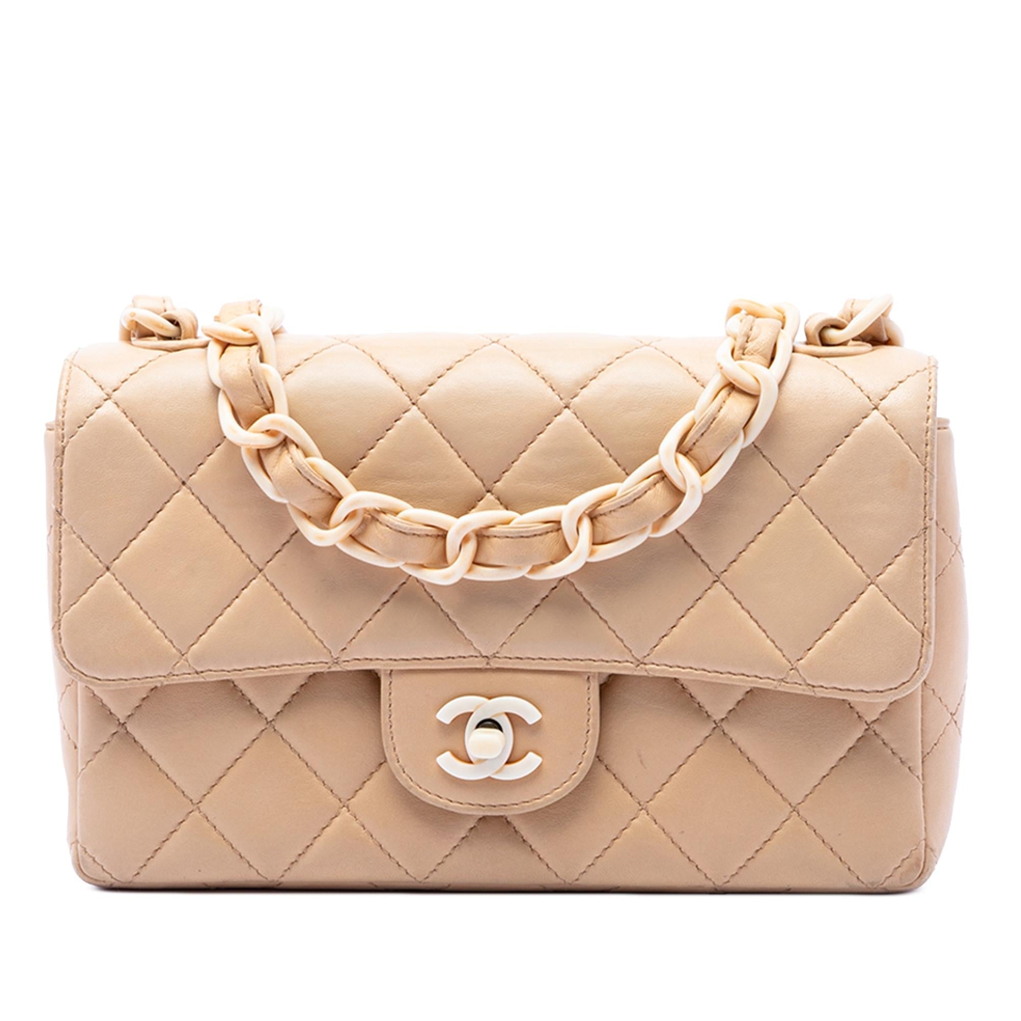 Chanel CC Quilted Lambskin Resin Chain Single Flap