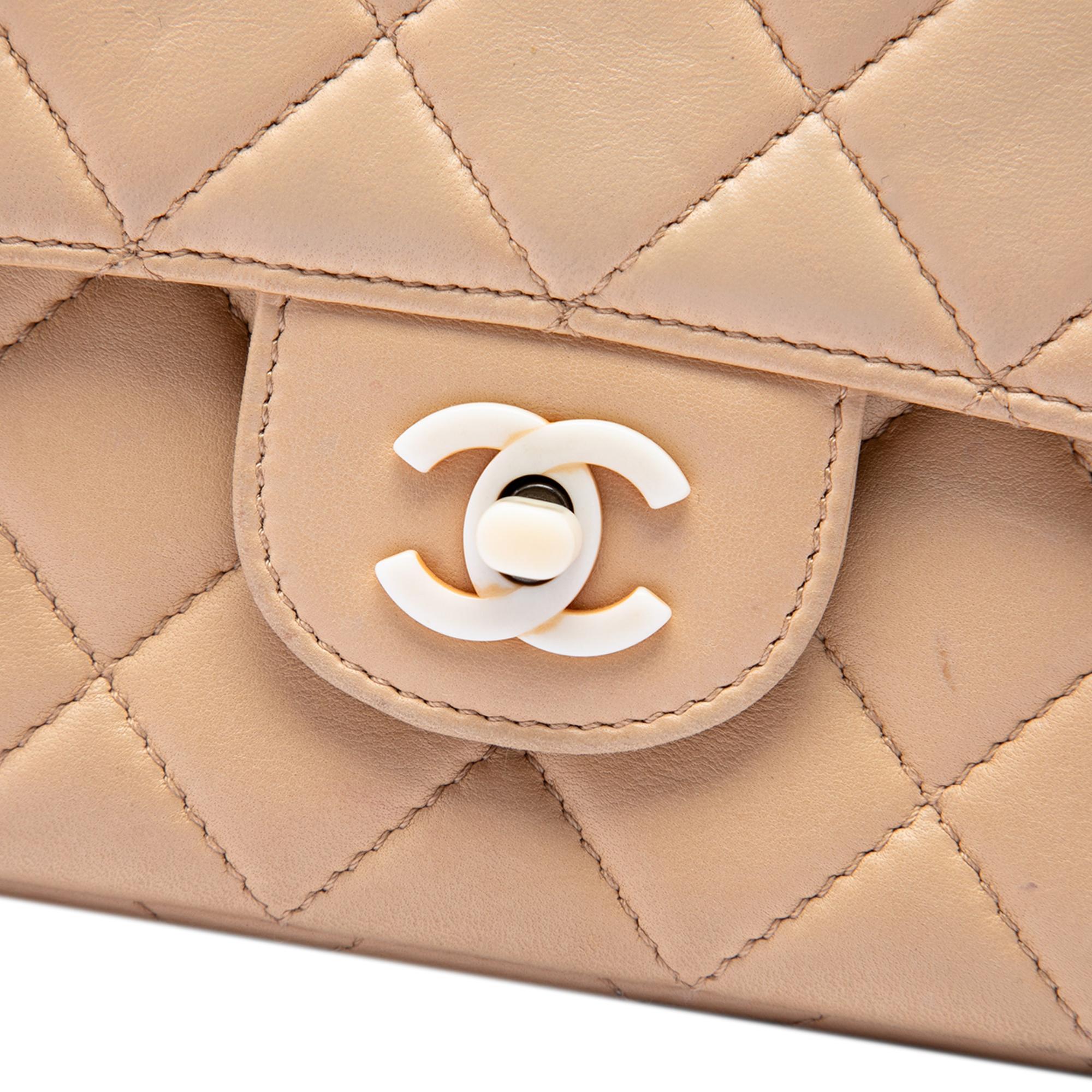 Chanel CC Quilted Lambskin Resin Chain Single Flap