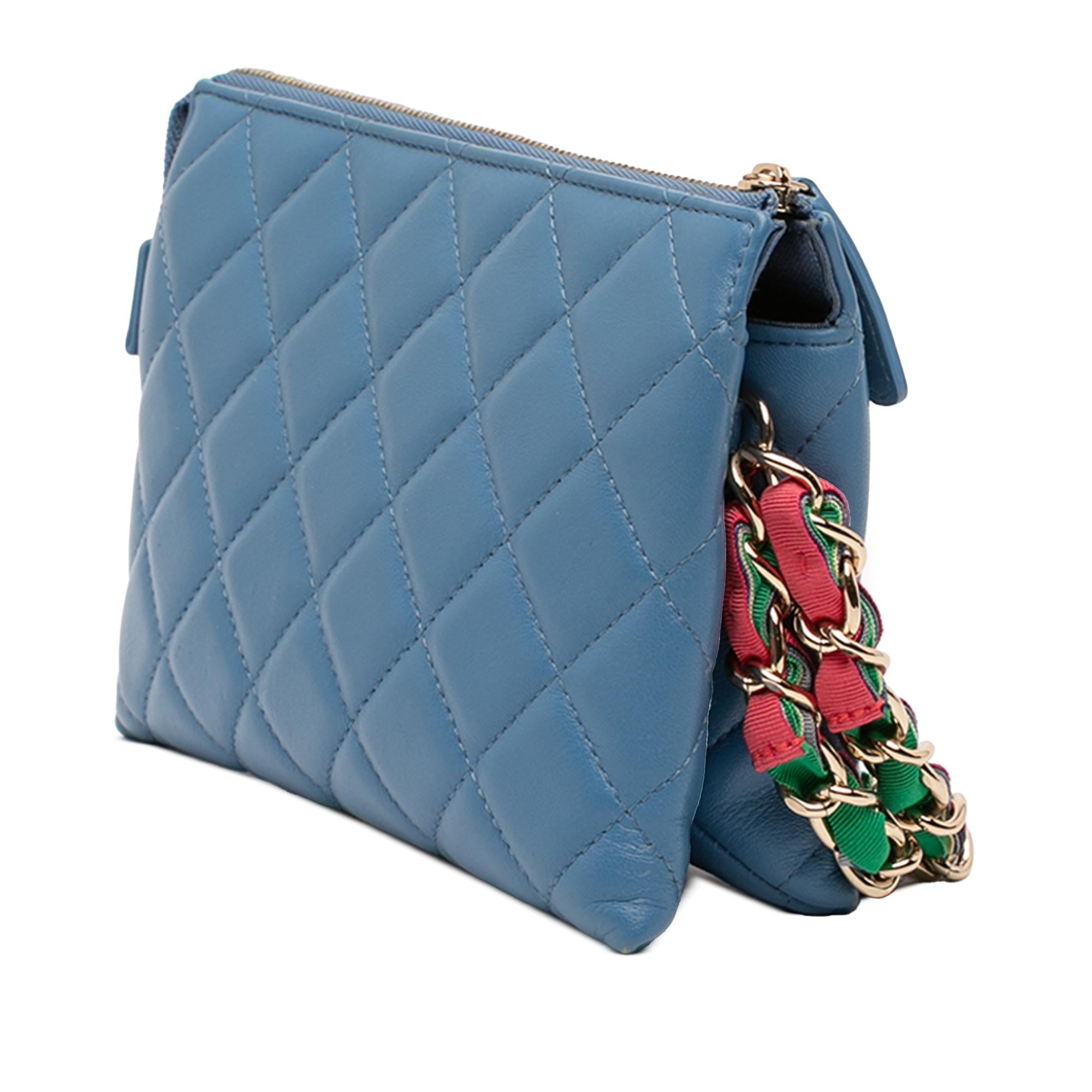 Chanel CC Quilted Lambskin Ribbon Clutch