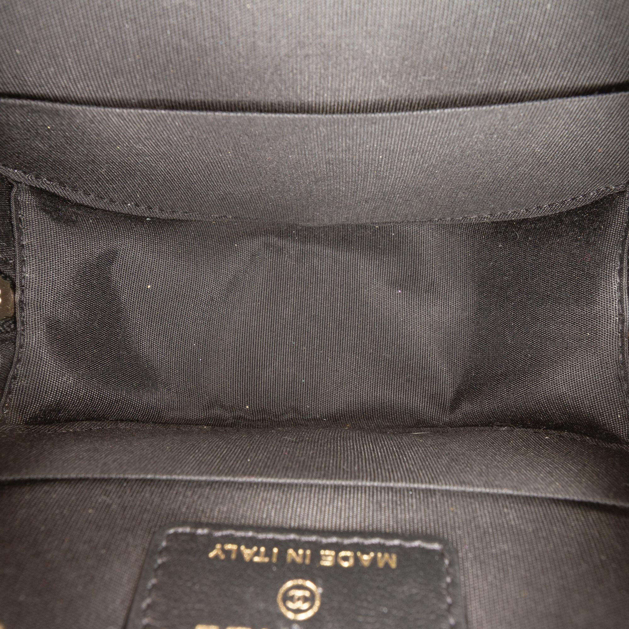 Chanel CC Quilted Lambskin Ribbon Round Clutch With Chain
