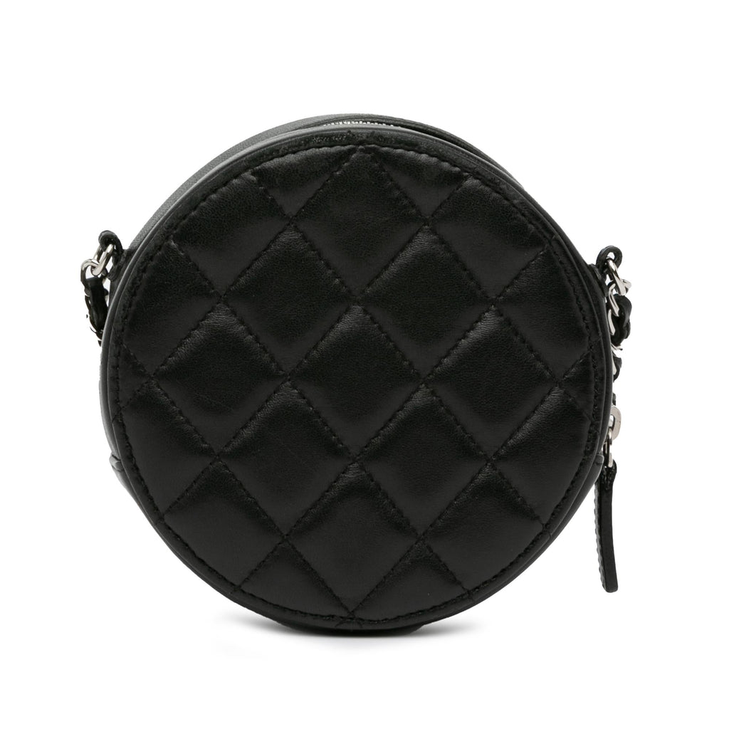 Chanel CC Quilted Lambskin Round Clutch with Chain