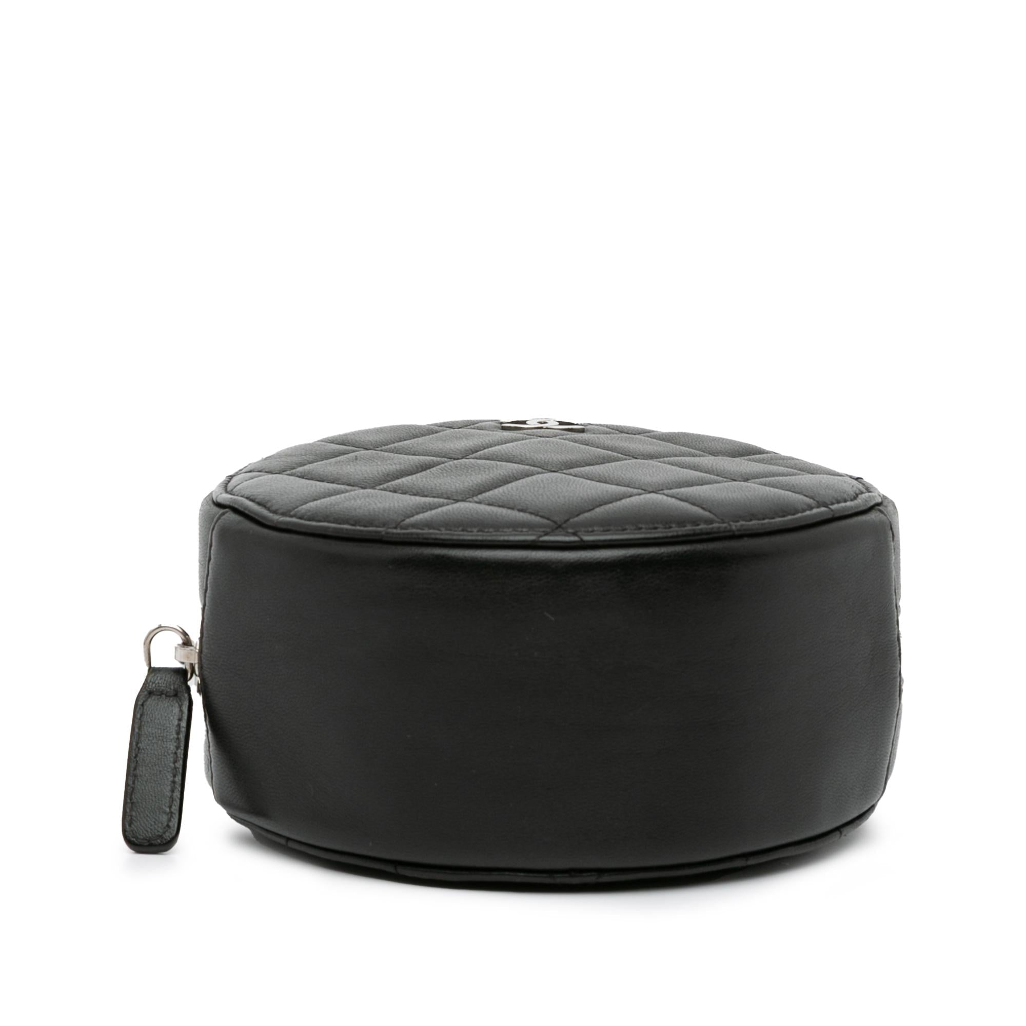 Chanel CC Quilted Lambskin Round Clutch with Chain