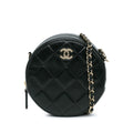 Chanel CC Quilted Lambskin Round Clutch with Chain