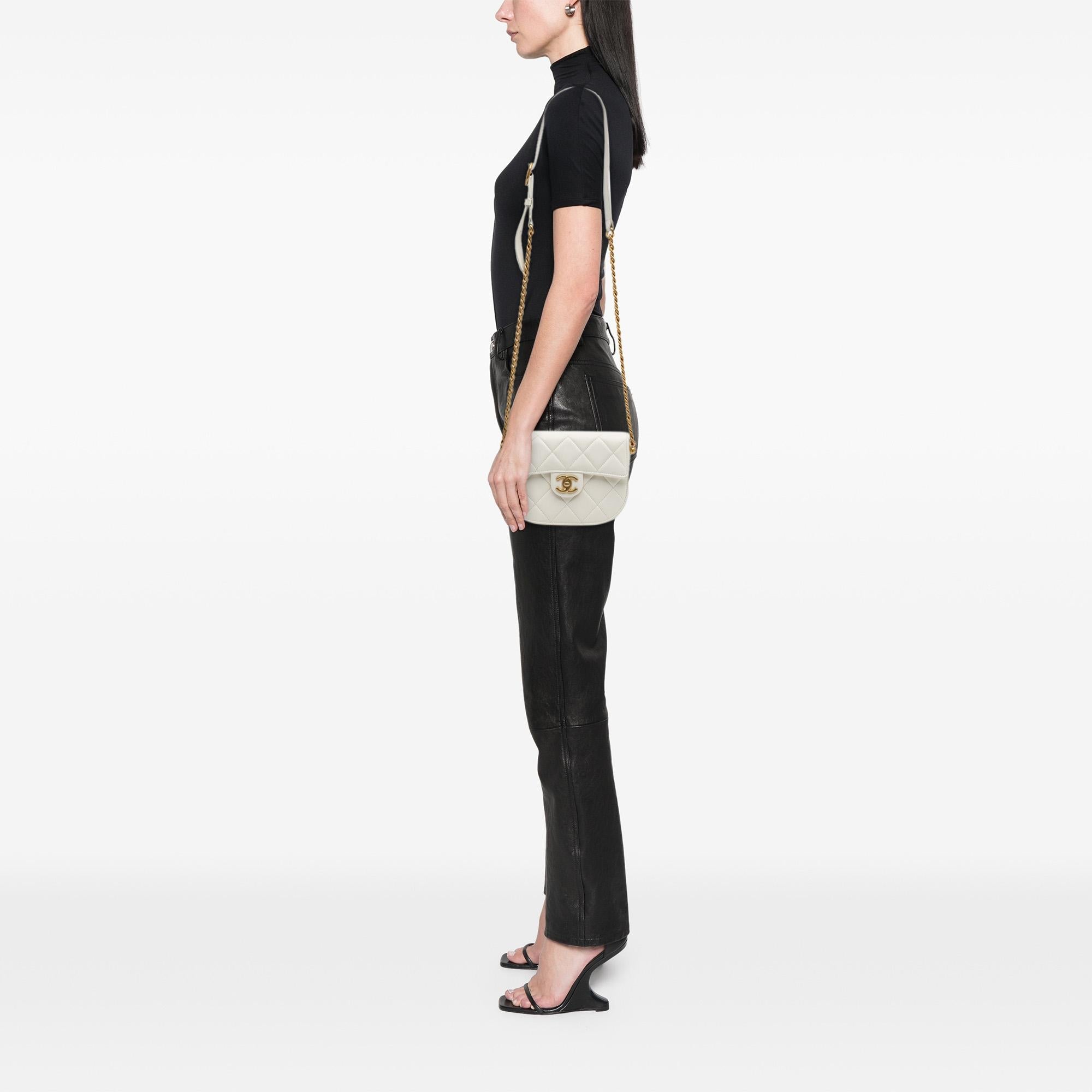 Chanel CC Quilted Lambskin Round Moon Messenger Flap