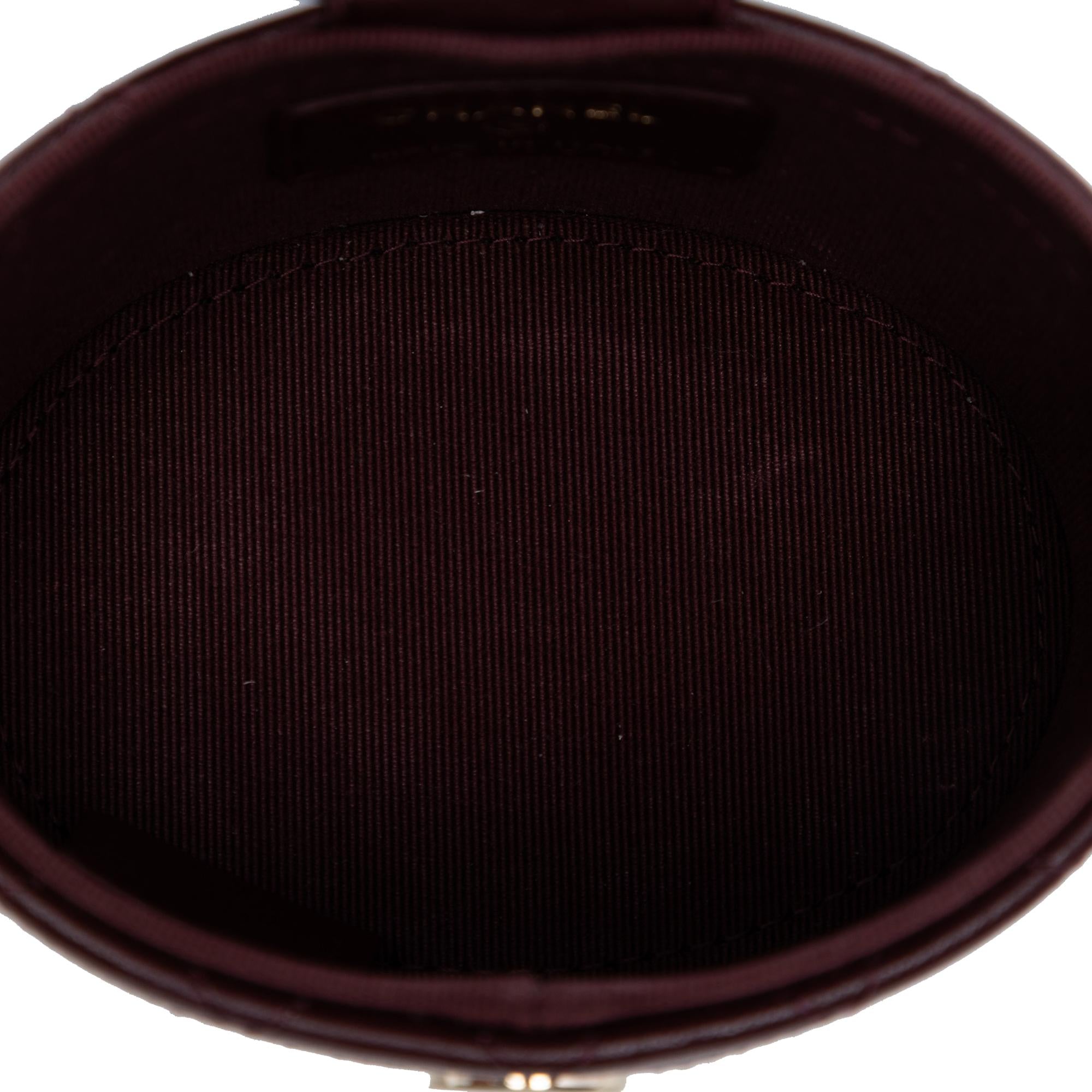 Chanel CC Quilted Lambskin Round Vanity Case with Chain