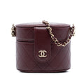 Chanel CC Quilted Lambskin Round Vanity Case with Chain