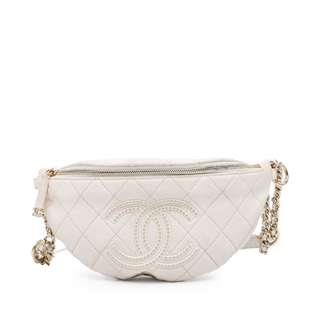 Chanel CC Quilted Lambskin Studded Logo Belt Bag