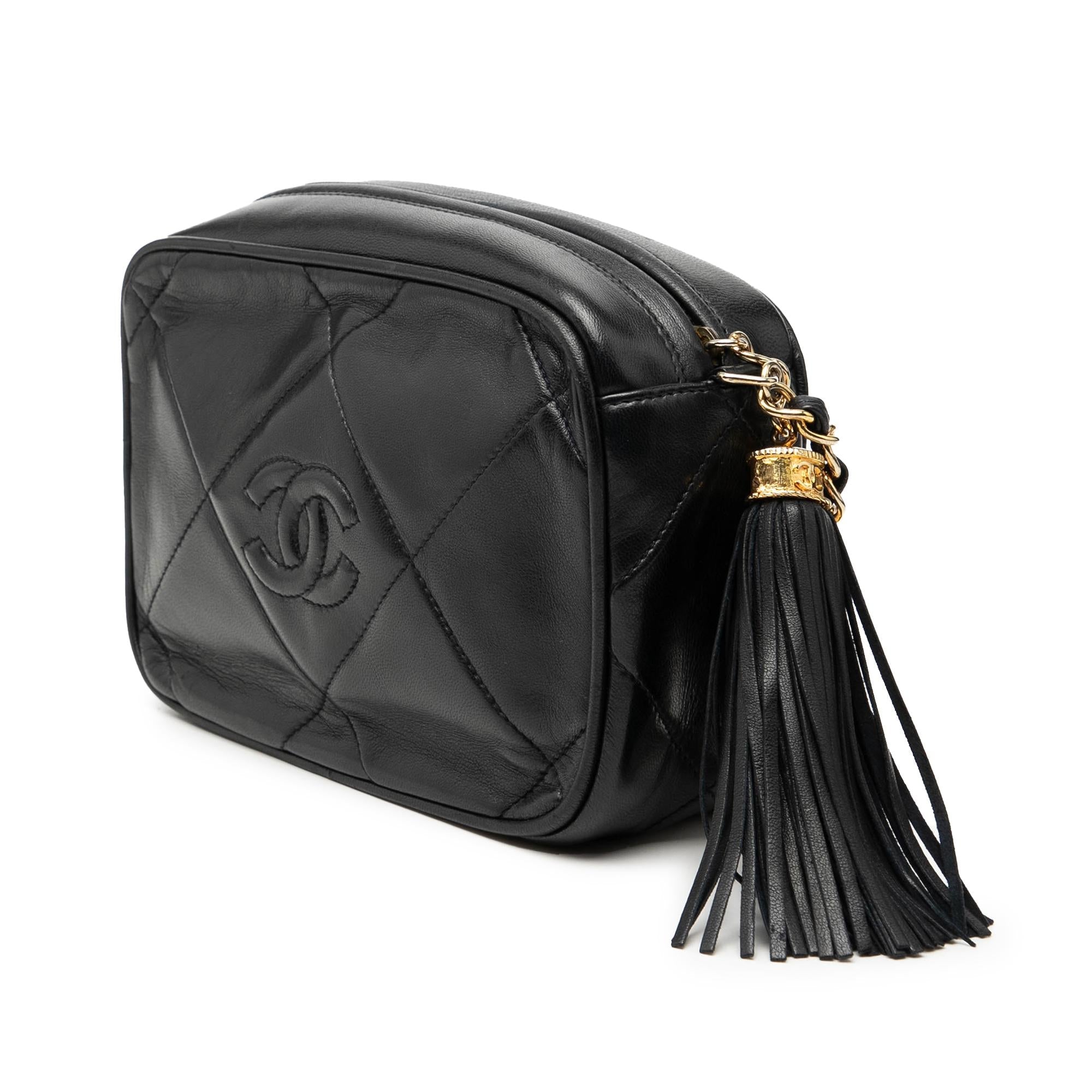 Chanel CC Quilted Lambskin Tassel Camera Bag