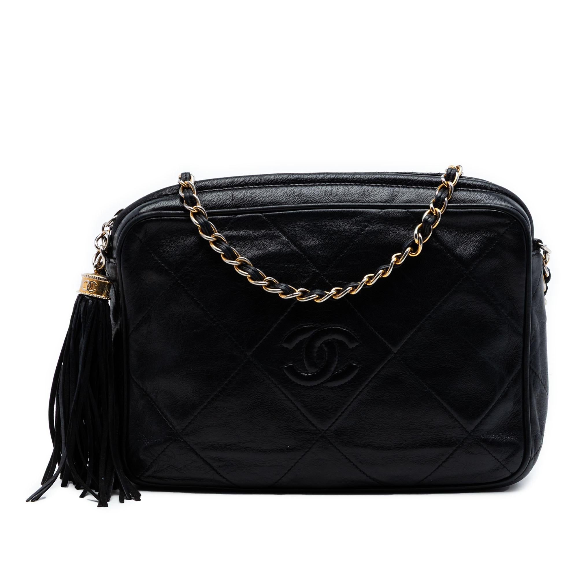 Chanel CC Quilted Lambskin Tassel Camera Bag