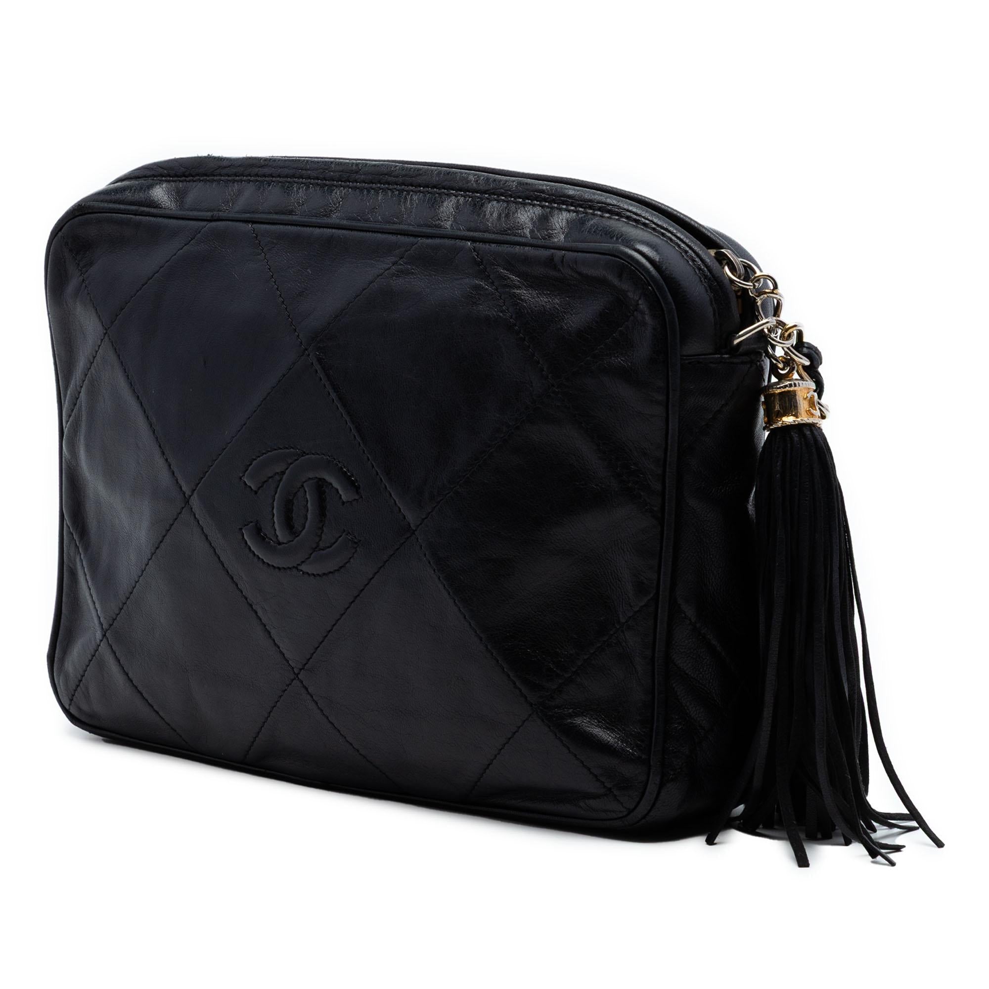 Chanel CC Quilted Lambskin Tassel Camera Bag