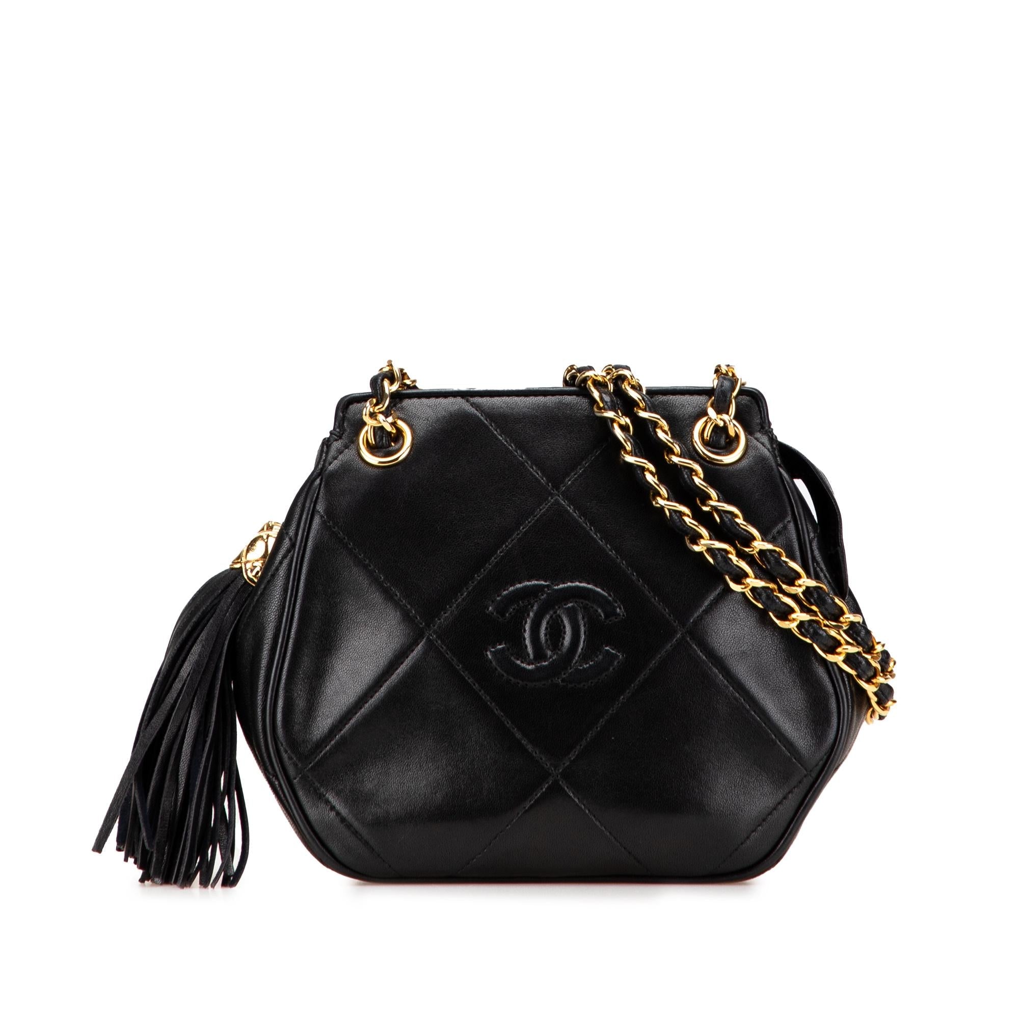 Chanel CC Quilted Lambskin Tassel Crossbody