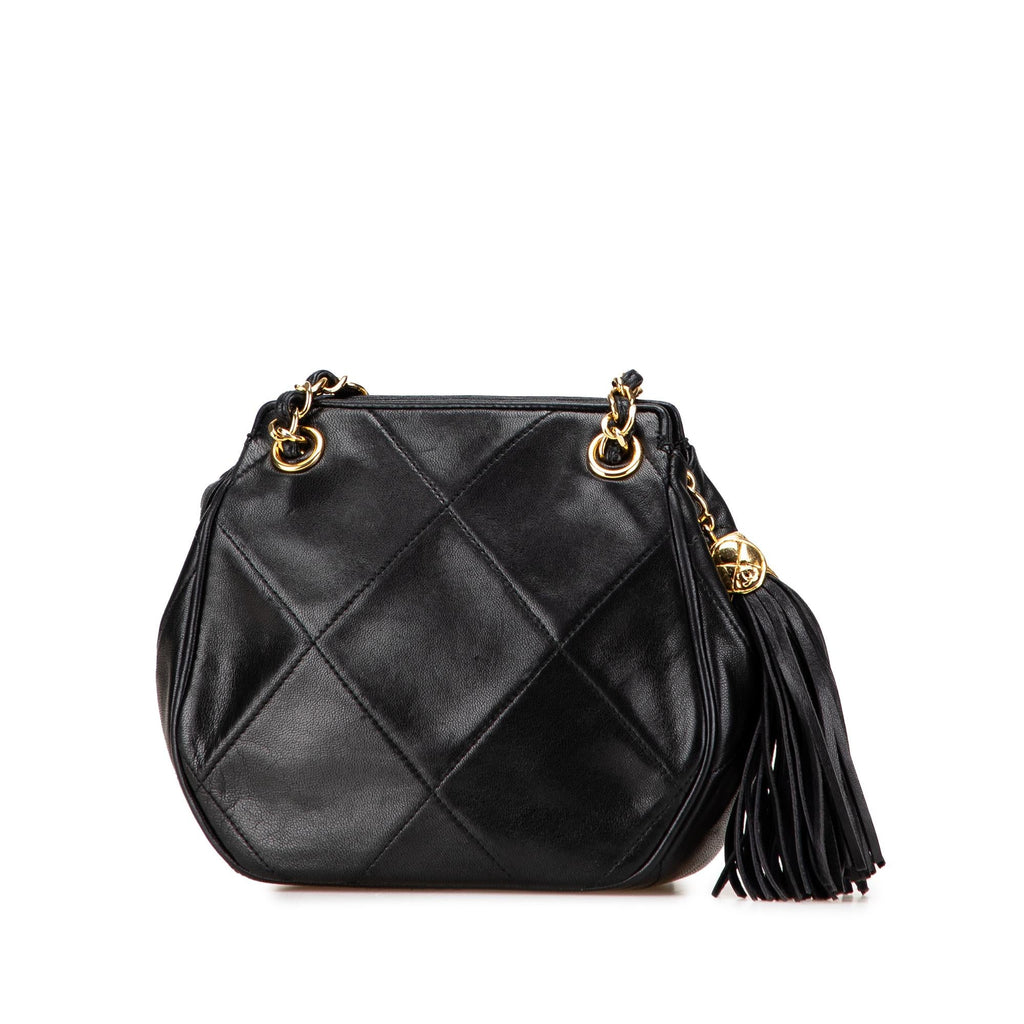 Chanel CC Quilted Lambskin Tassel Crossbody