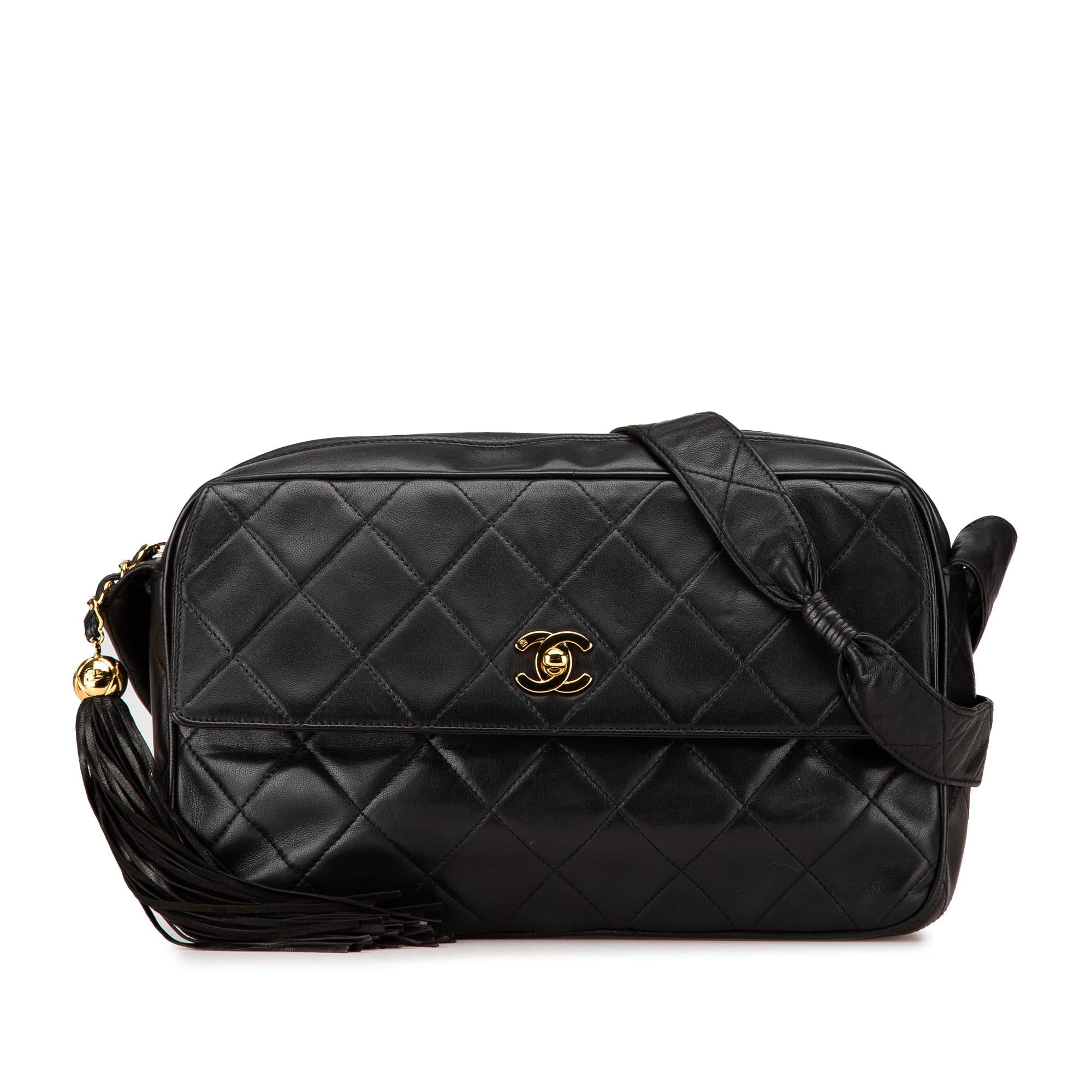 Chanel CC Quilted Lambskin Tassel Crossbody