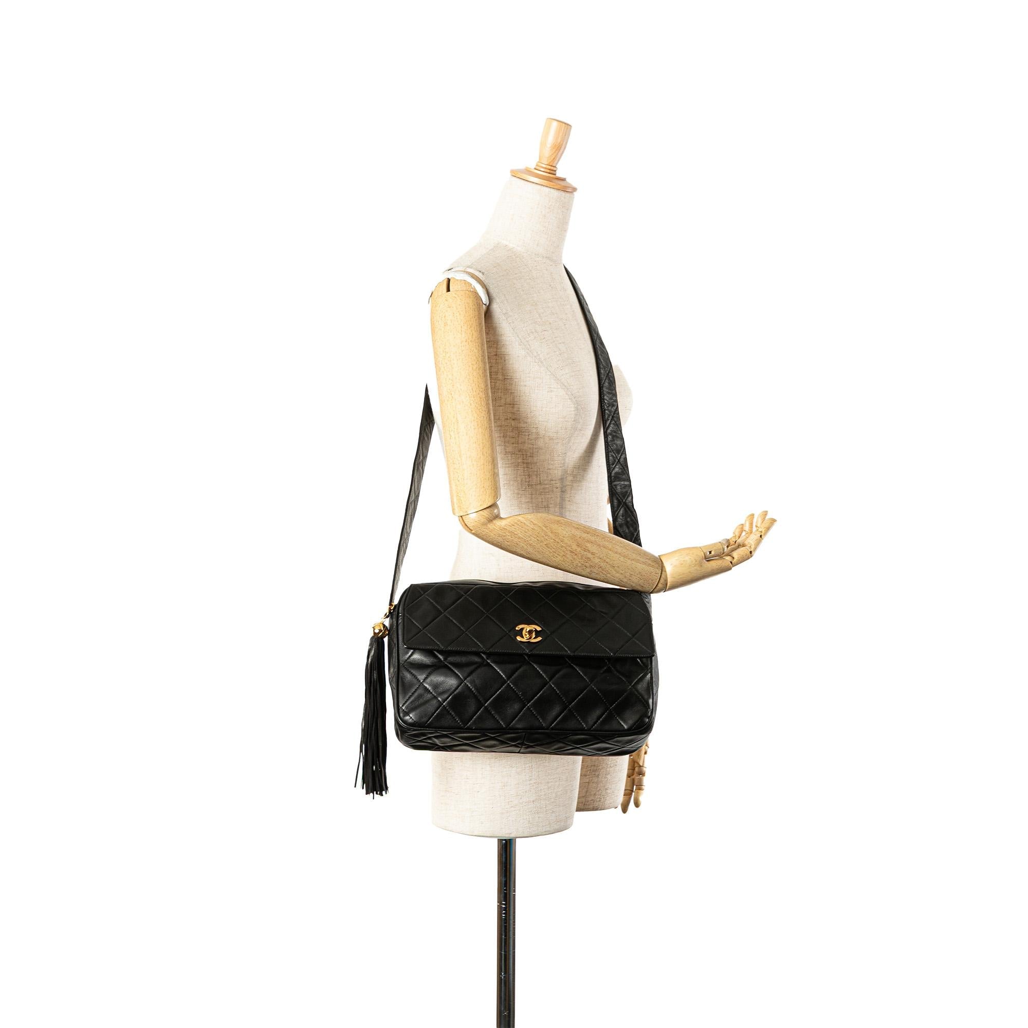 Chanel CC Quilted Lambskin Tassel Crossbody