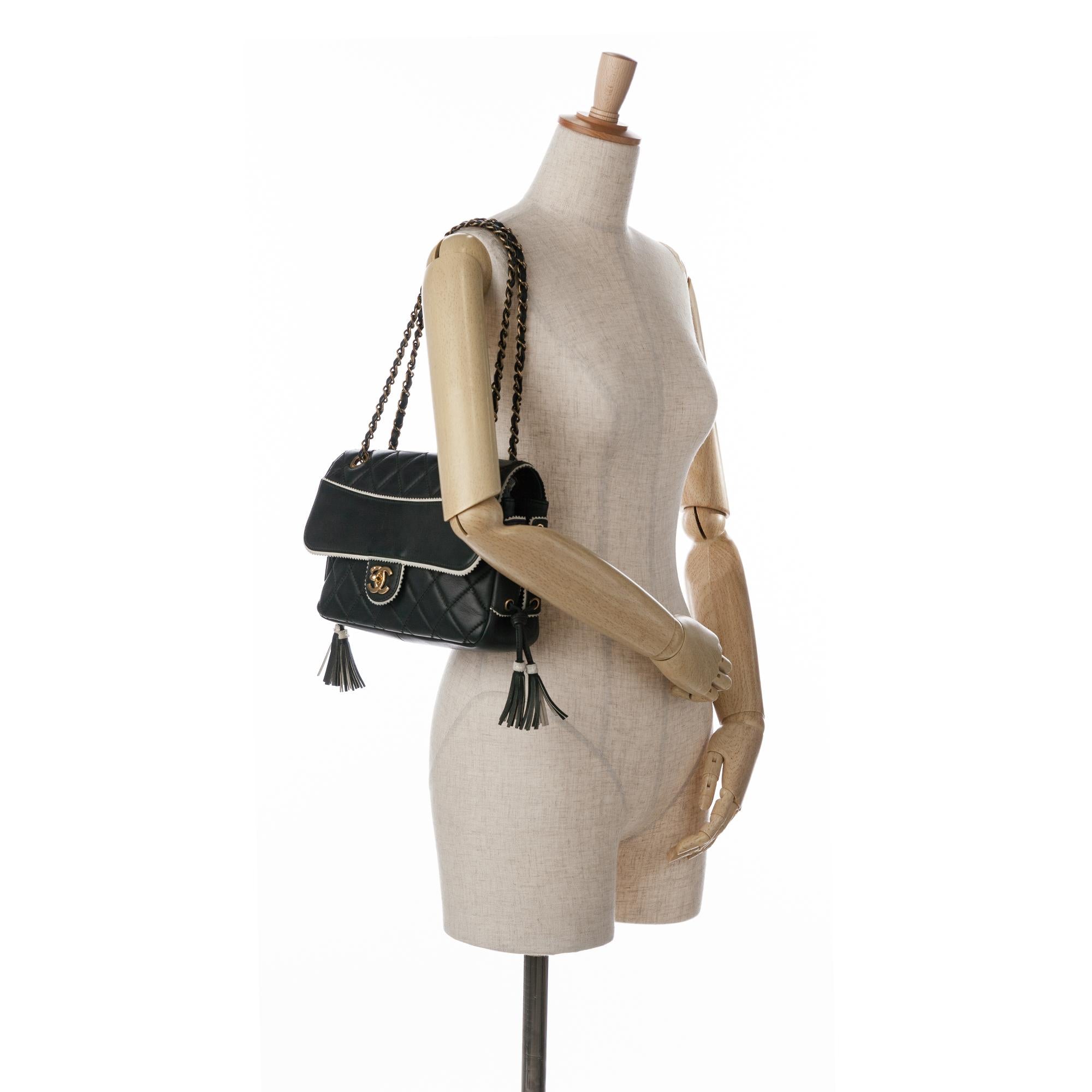 Chanel CC Quilted Lambskin Tassel and Border Embellished Flap