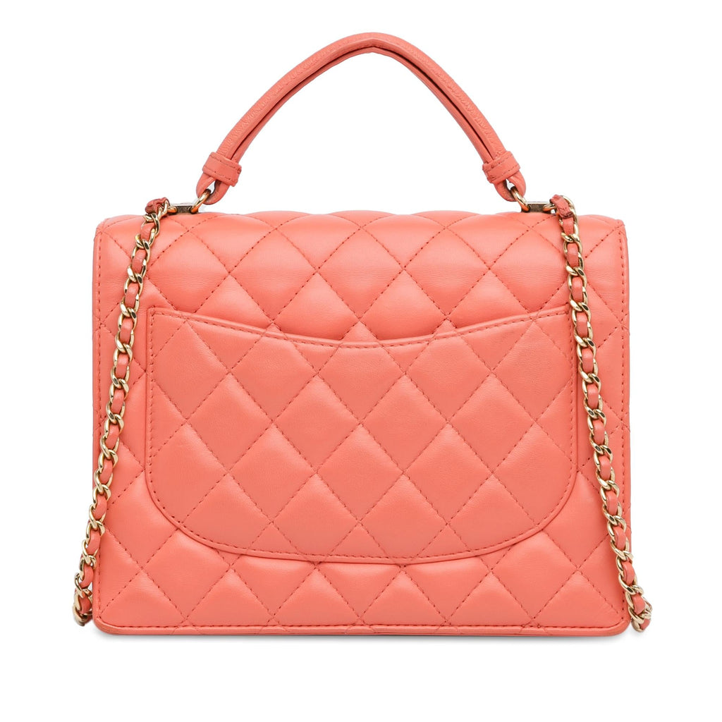 Chanel CC Quilted Lambskin Top Handle Flap (SHG-L5HKxu)