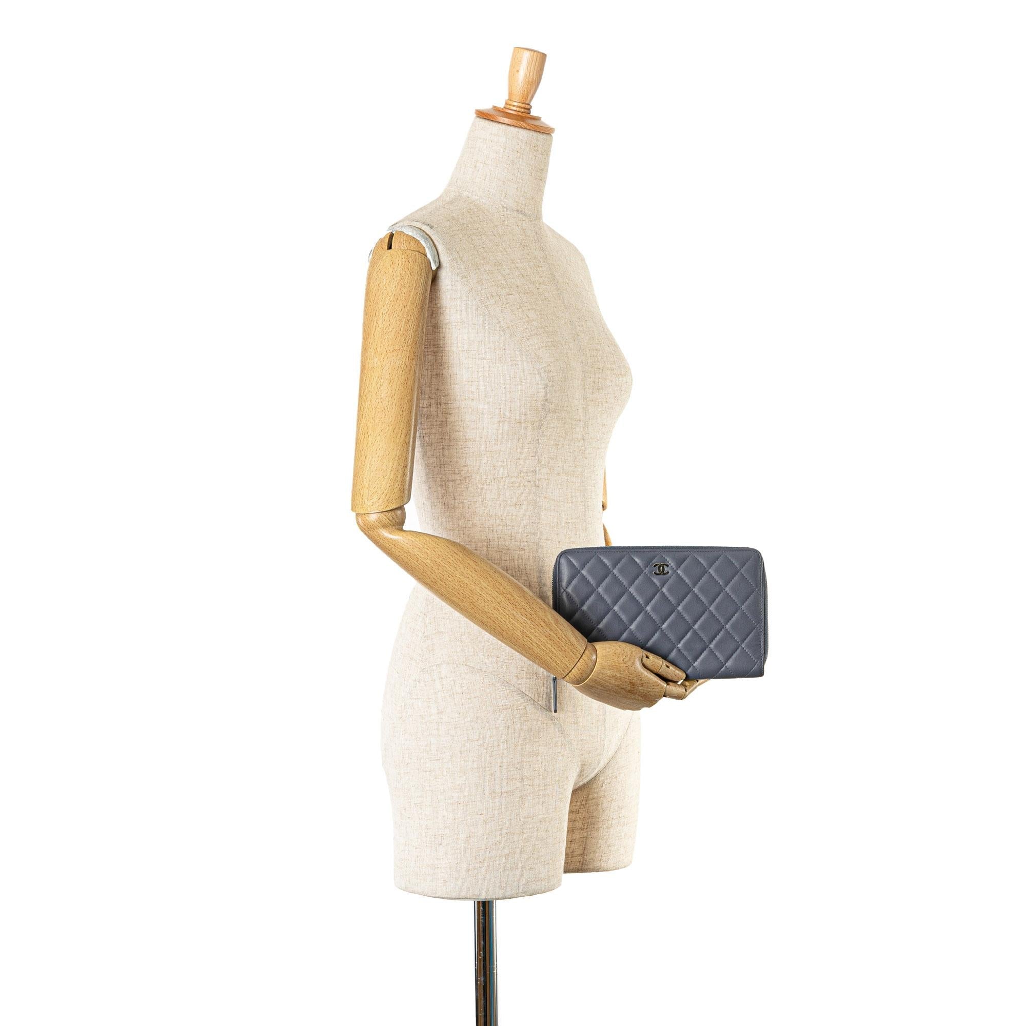 Chanel CC Quilted Lambskin Zip Around Wallet