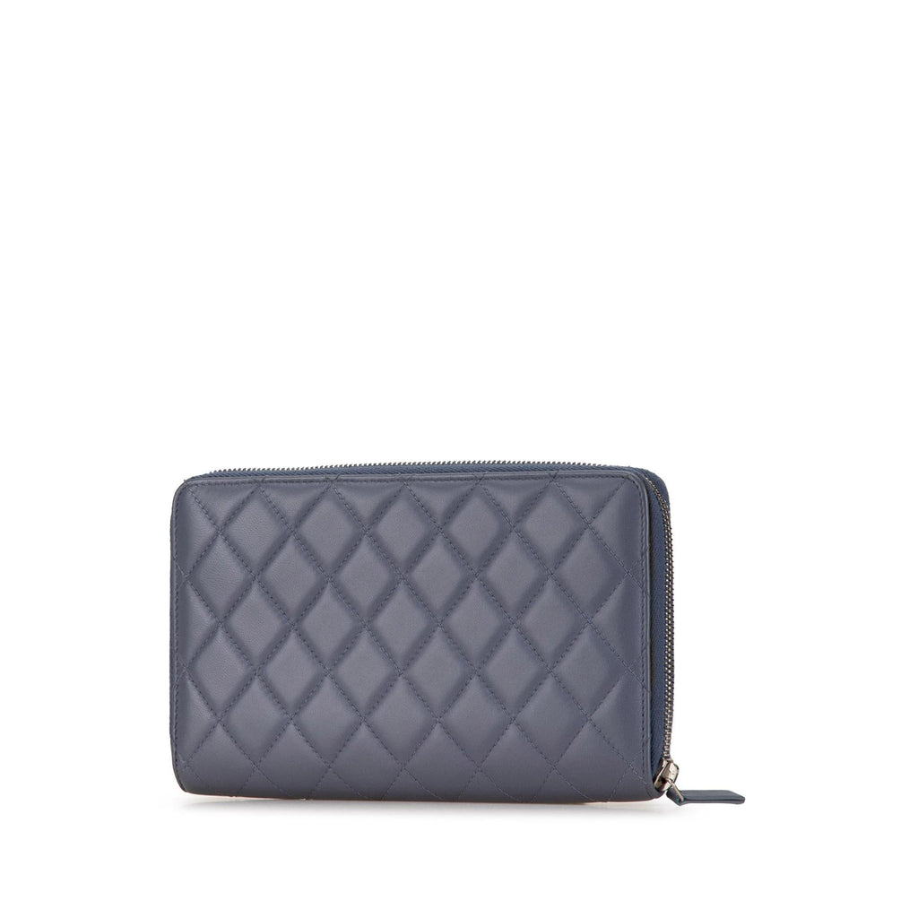 Chanel CC Quilted Lambskin Zip Around Wallet