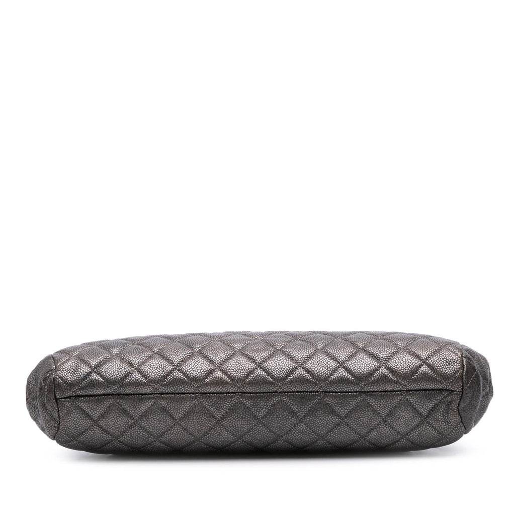 Chanel CC Quilted Metallic Caviar Clutch