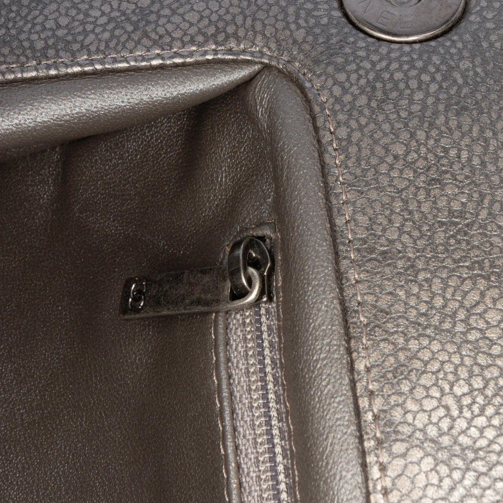 Chanel CC Quilted Metallic Caviar Clutch