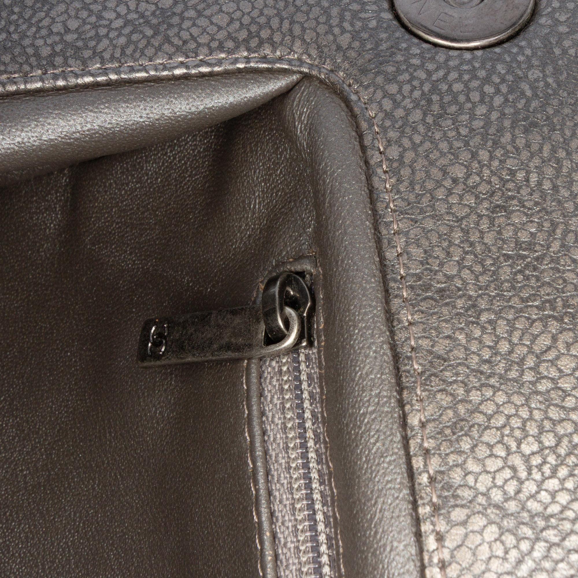 Chanel CC Quilted Metallic Caviar Clutch