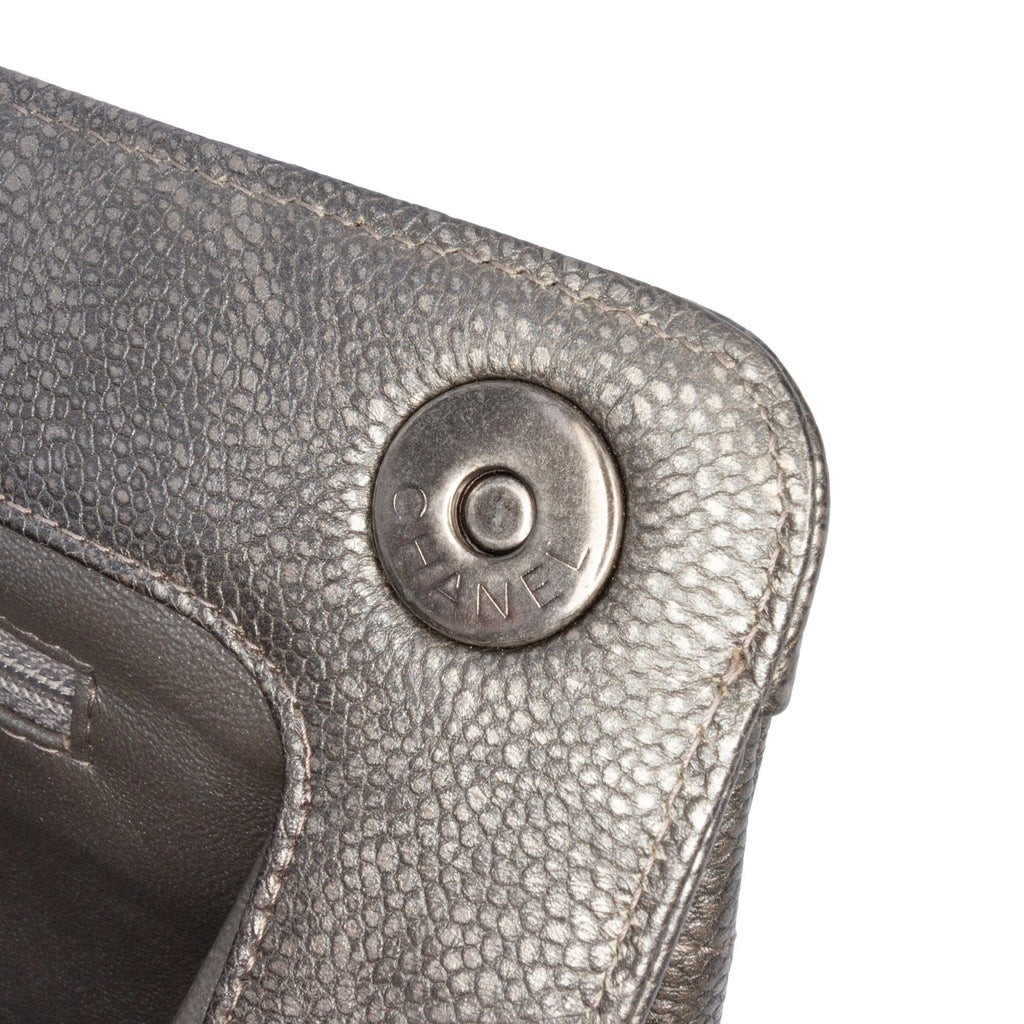 Chanel CC Quilted Metallic Caviar Clutch