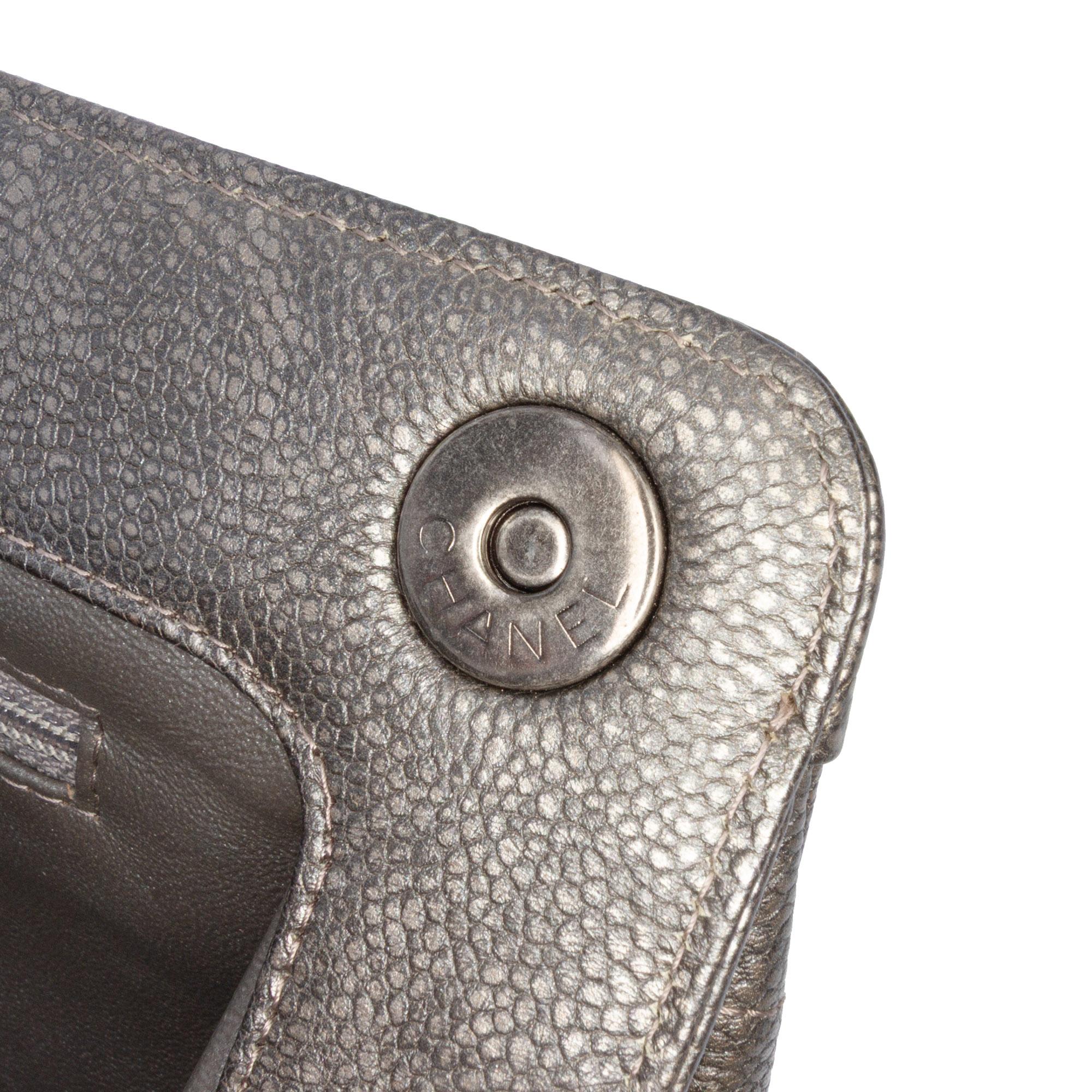 Chanel CC Quilted Metallic Caviar Clutch