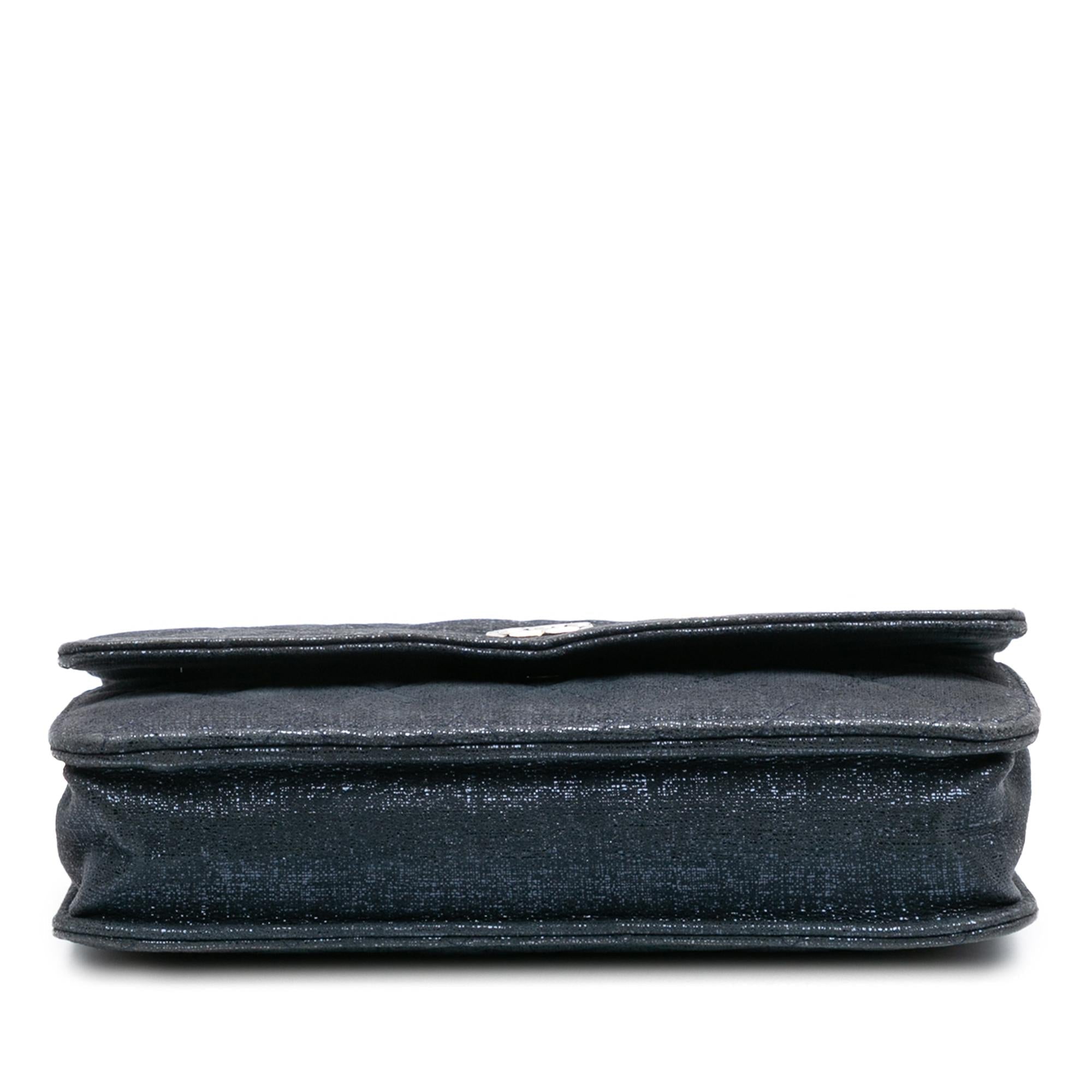 Chanel CC Quilted Metallic Fabric Wallet On Chain