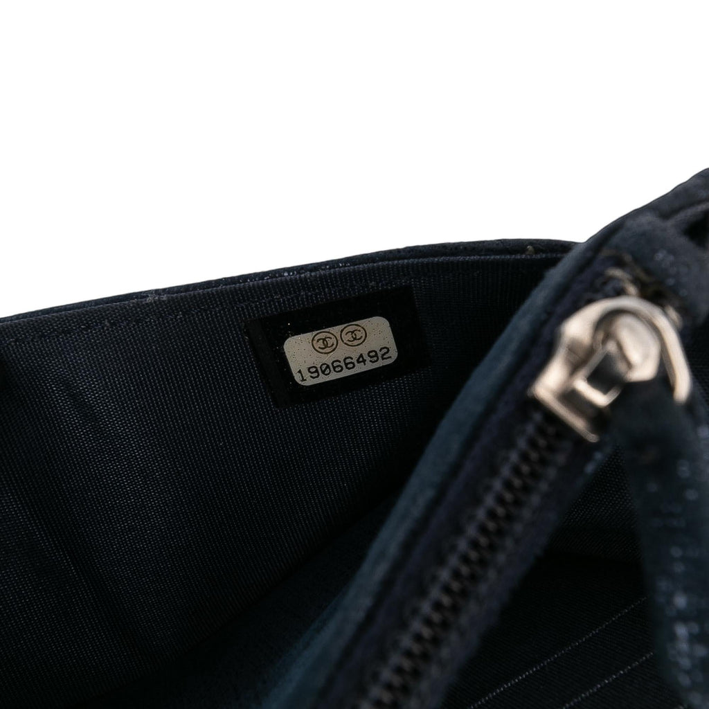 Chanel CC Quilted Metallic Fabric Wallet On Chain