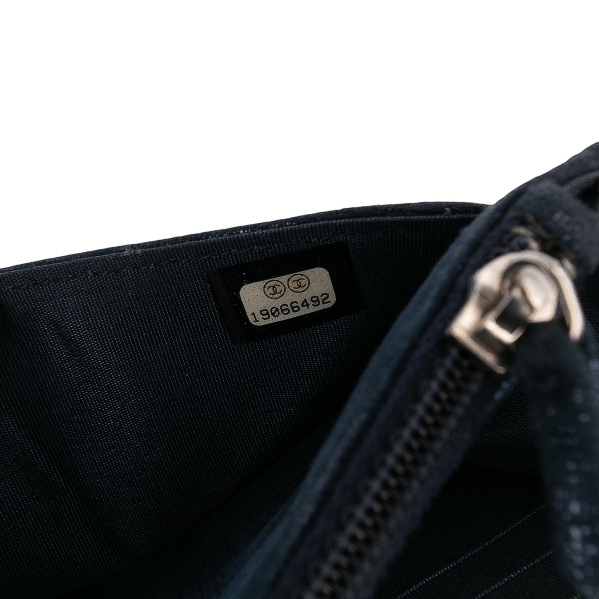 Chanel CC Quilted Metallic Fabric Wallet On Chain