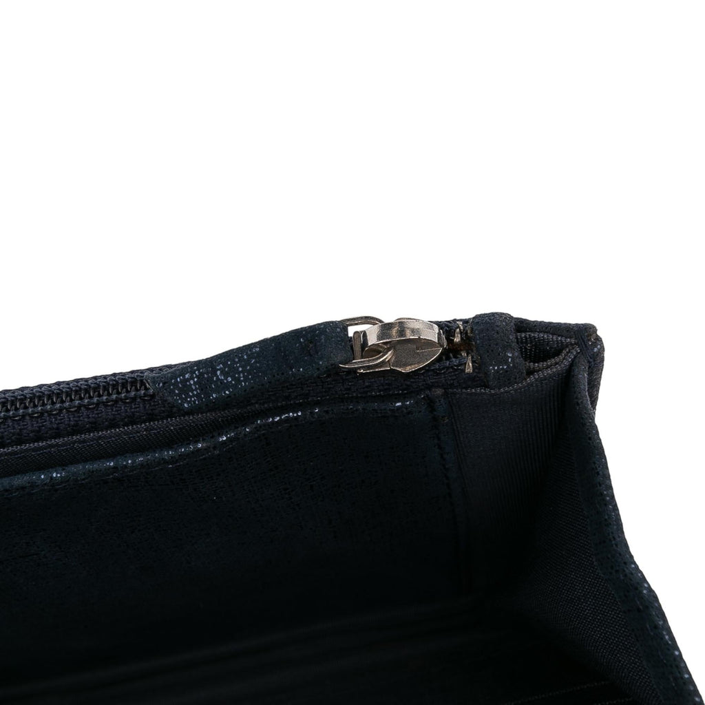 Chanel CC Quilted Metallic Fabric Wallet On Chain