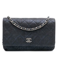 Chanel CC Quilted Metallic Fabric Wallet On Chain