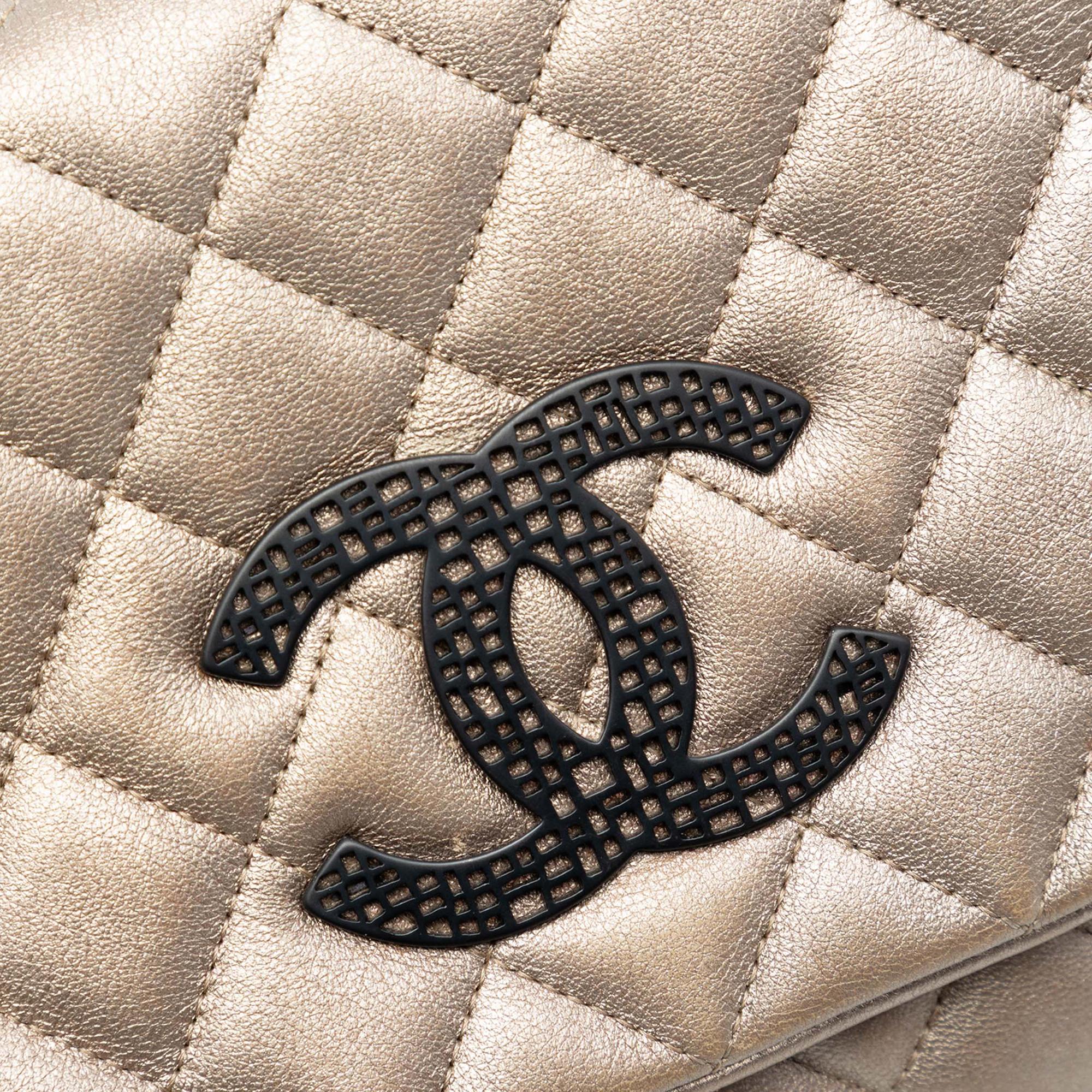 Chanel CC Quilted Metallic Lambskin Butterfly Chain Clutch