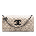 Chanel CC Quilted Metallic Lambskin Butterfly Chain Clutch