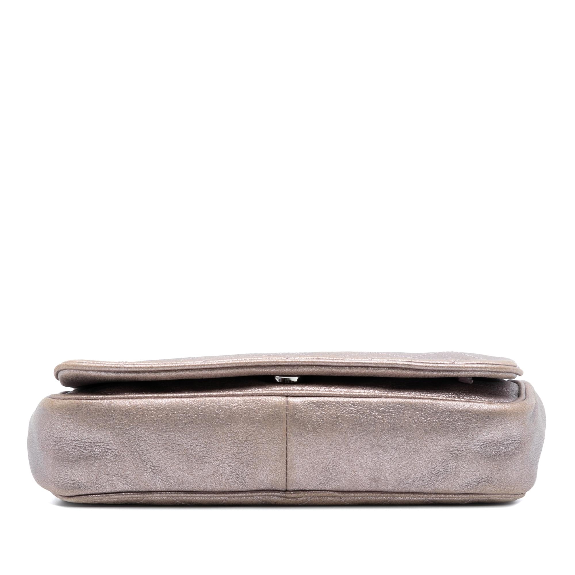 Chanel CC Quilted Metallic Lambskin Wallet On Chain