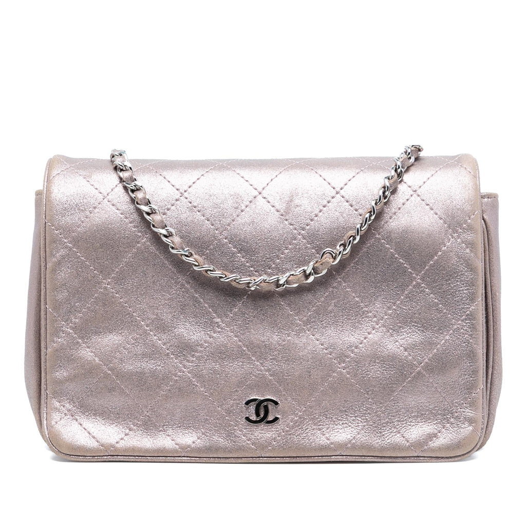 Chanel CC Quilted Metallic Lambskin Wallet On Chain