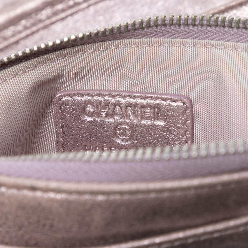 Chanel CC Quilted Metallic Lambskin Wallet On Chain