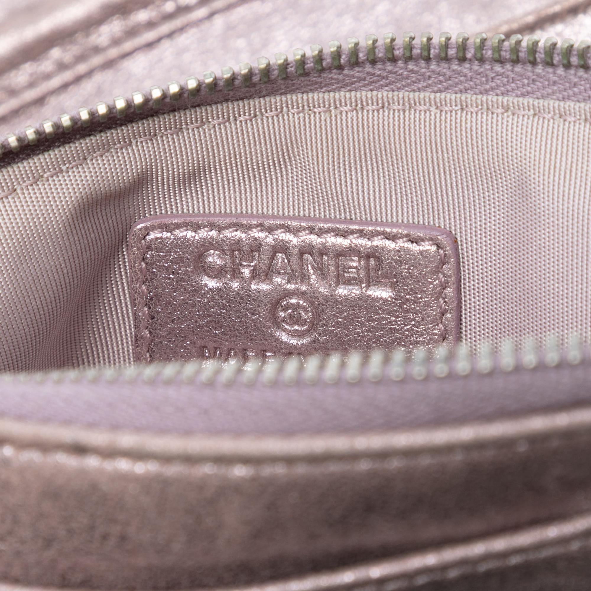 Chanel CC Quilted Metallic Lambskin Wallet On Chain