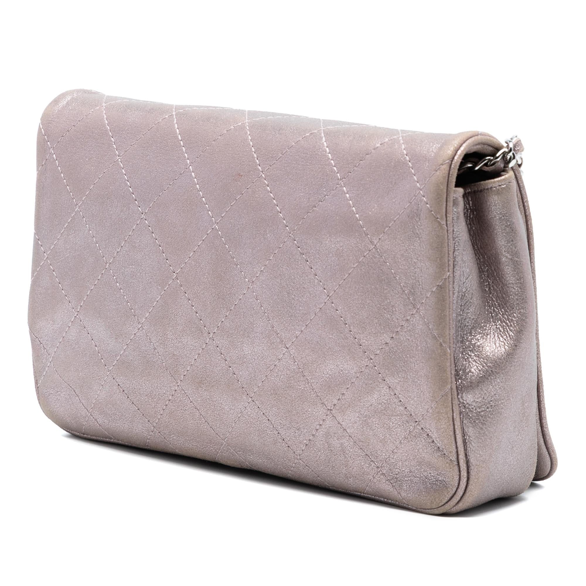 Chanel CC Quilted Metallic Lambskin Wallet On Chain